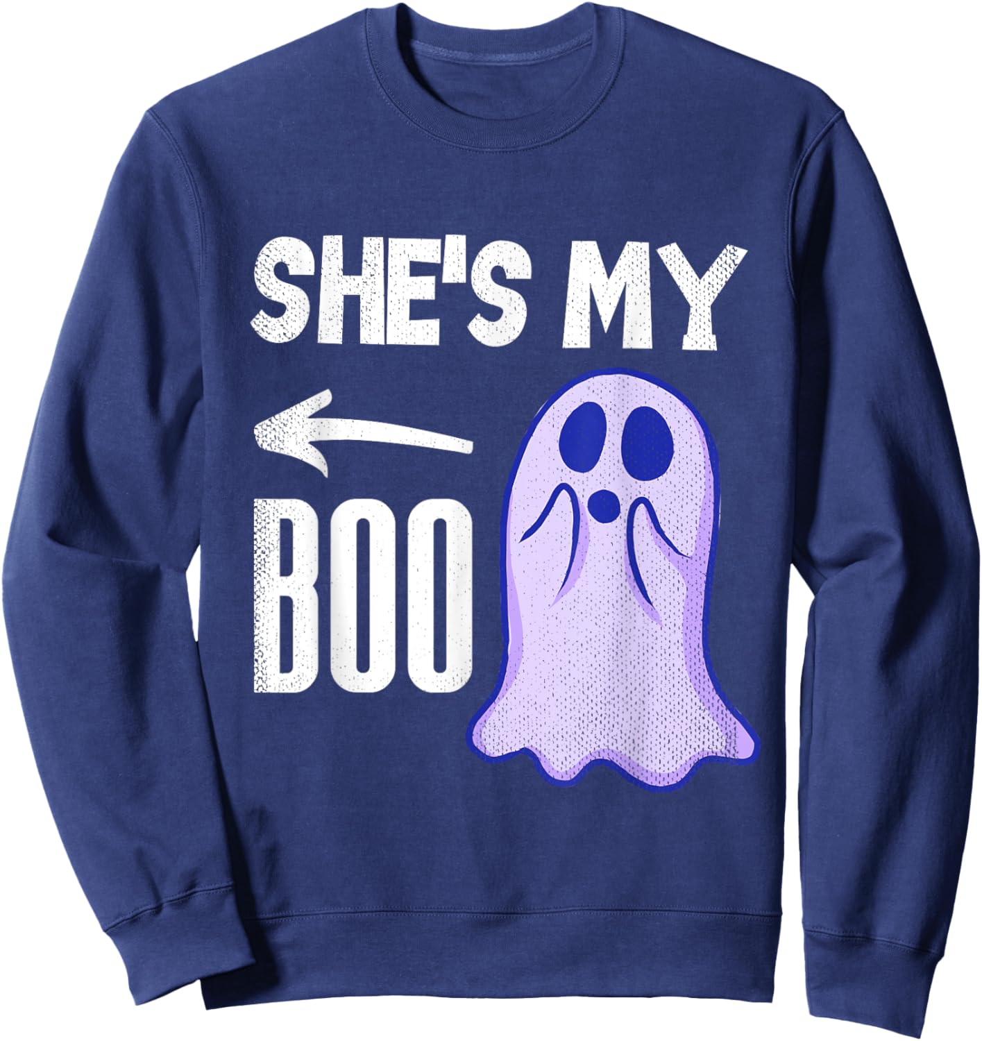 She's My Boo Cute Ghost Matching Couple Halloween Costume Sweatshirt - Sweatshirt | Navy