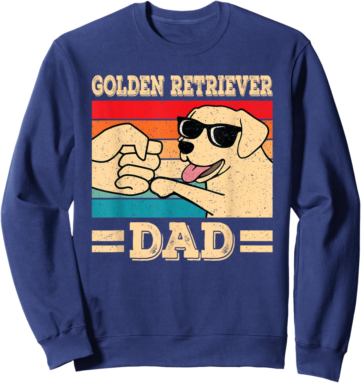 Funny Golden Retriever Dad Dog Retro Men Sweatshirt - Sweatshirt | Navy