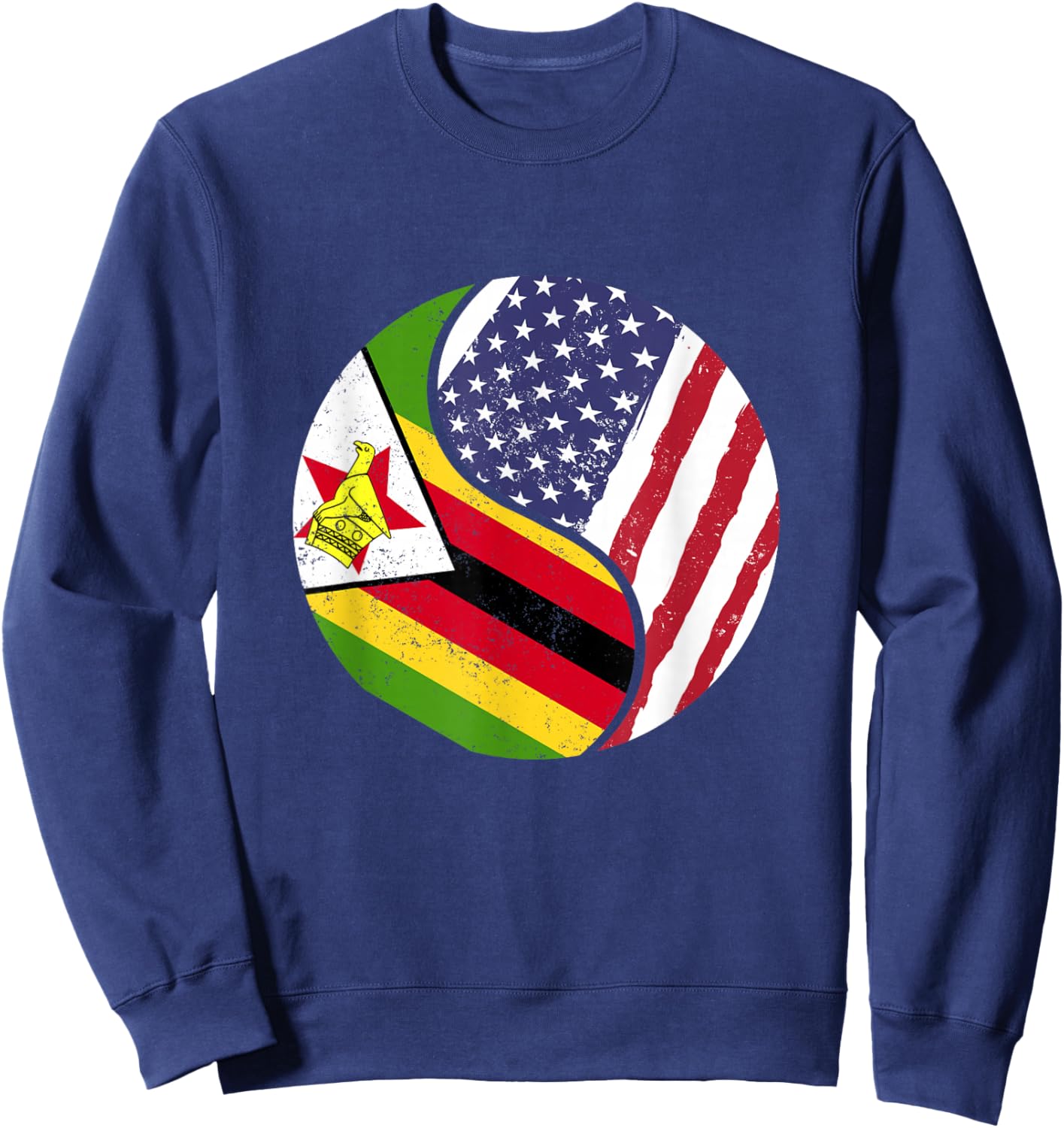 United States Yin And Yang - US Flag Zimbabwe Sweatshirt - Sweatshirt | Navy