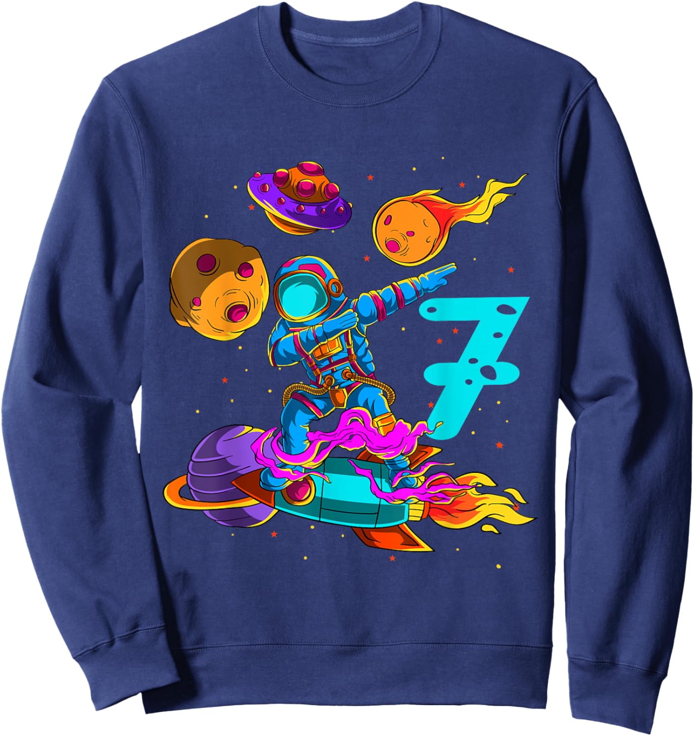7 years Birthday Boy Astronaut 7th Birthday Boys Astronaut Sweatshirt - Sweatshirt | Navy
