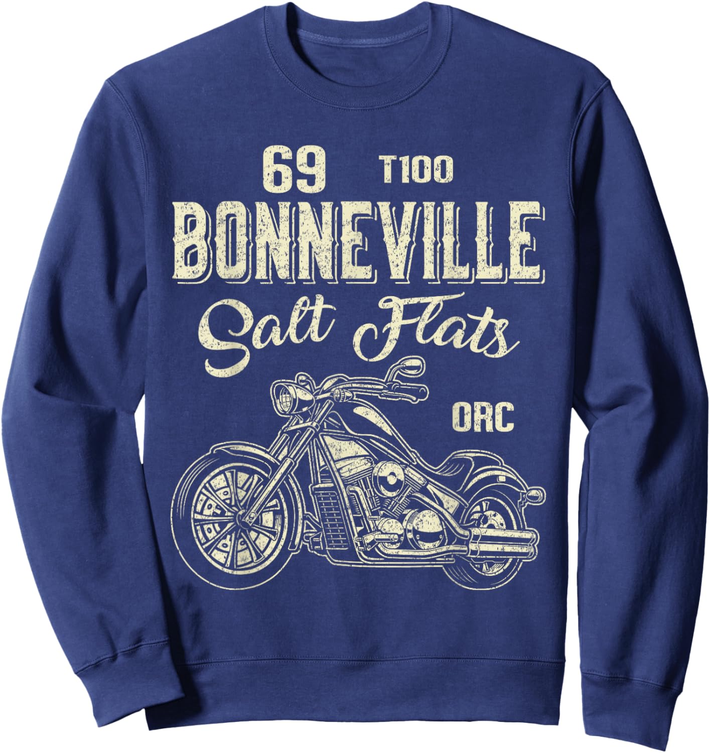 Bonneville Salt Flats Vintage Retro Motorcycle Rider Funny Sweatshirt - Sweatshirt | Navy