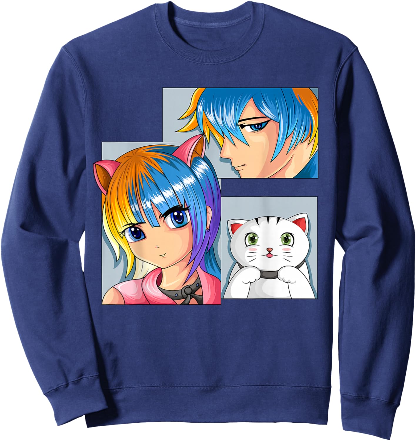Anime Girls Cat Manga Merch Children Boys Sweatshirt - Sweatshirt | Navy