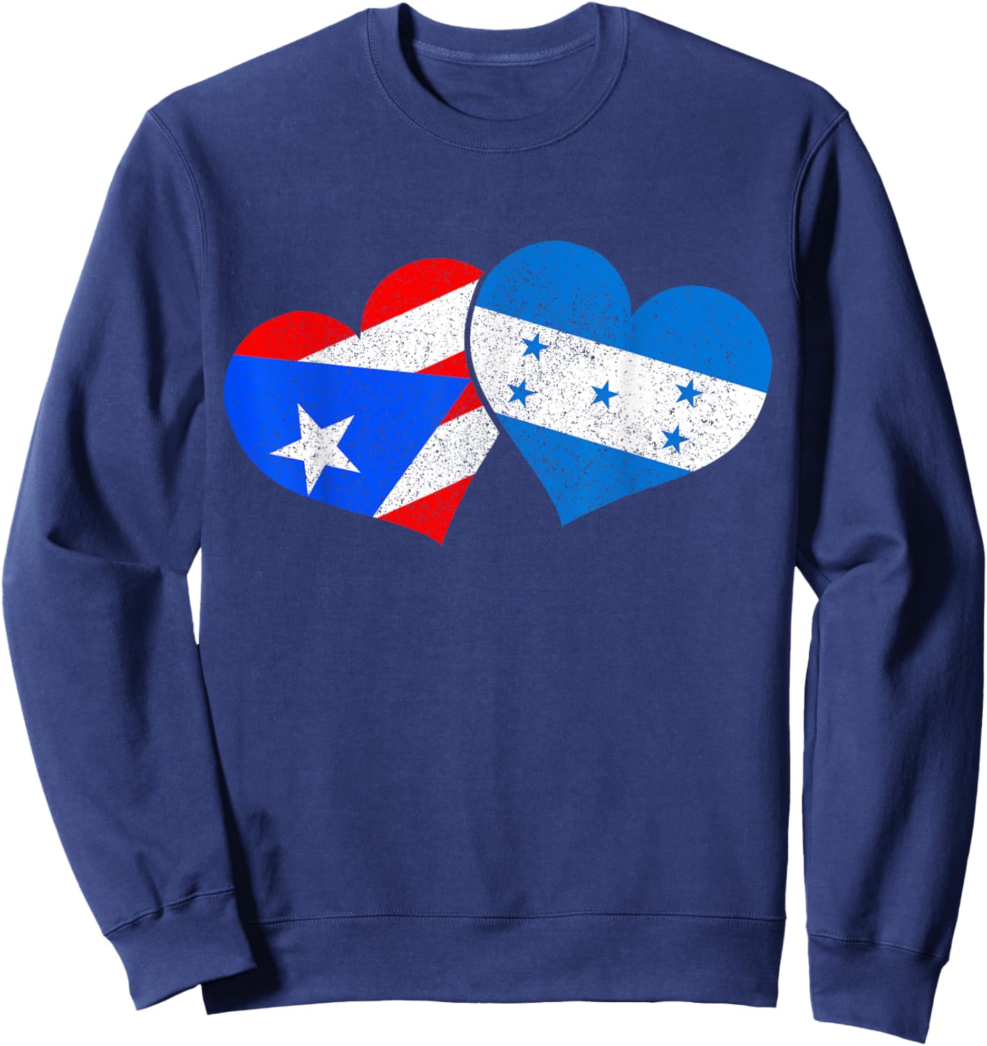 Puerto Rico & Honduras Heritage Puerto Rican Flag Sweatshirt - Sweatshirt | Navy