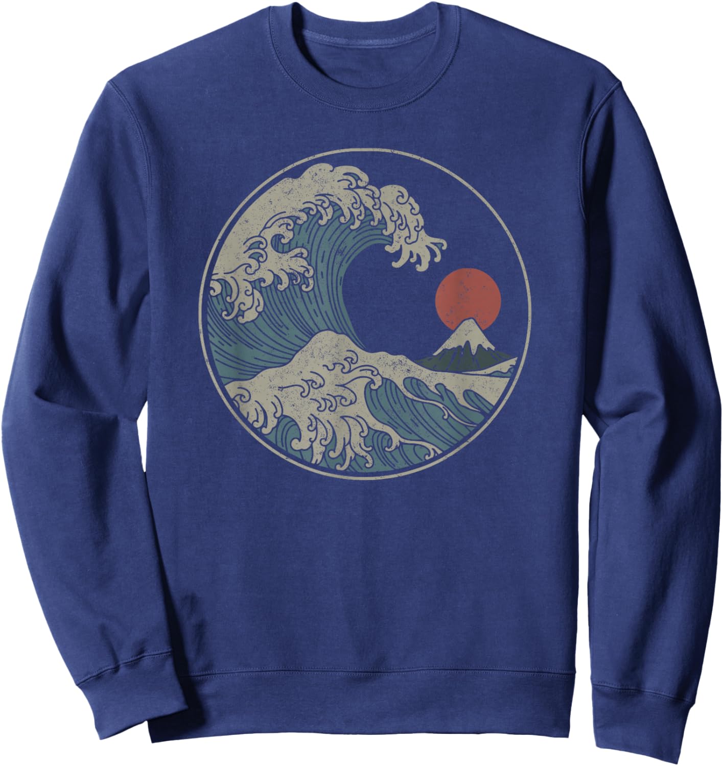 Great Wave Off Kanagawa Japanese Art Aesthetic Tsunami Boys Sweatshirt - Sweatshirt | Navy