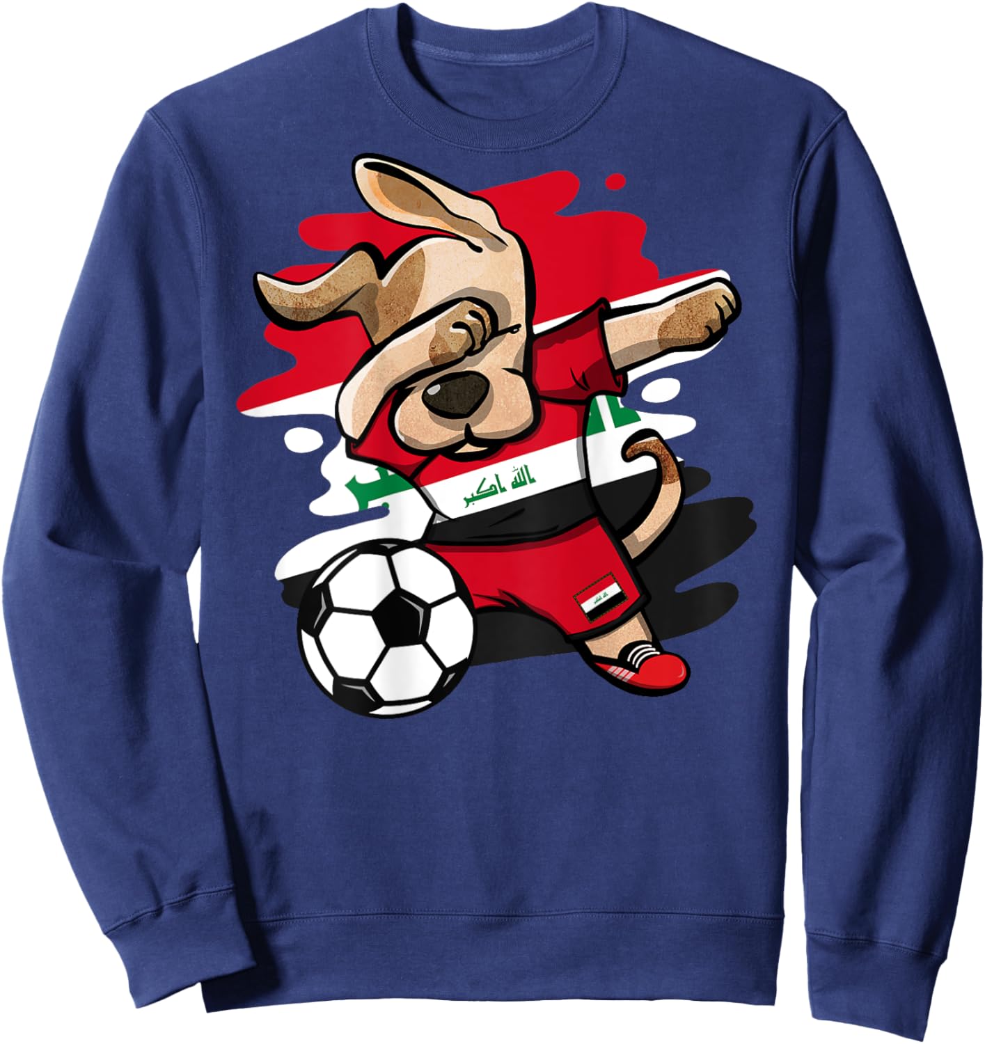 Dabbing Dog Iraq Soccer Fans Jersey Iraqi Football Lovers Sweatshirt - Sweatshirt | Navy