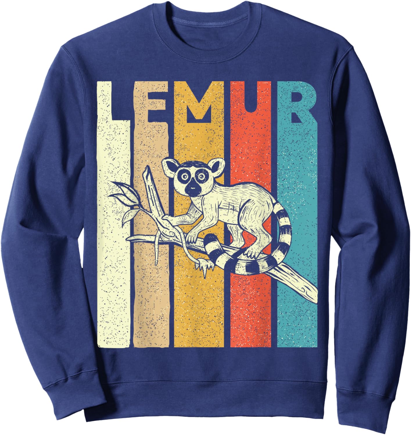 Vintage Lemur - Animal Researcher Zookeeper Lemur Lover Sweatshirt - Sweatshirt | Navy