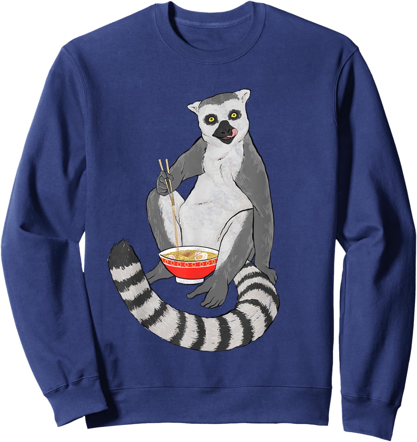 Lemur Ramen Bowl - Zookeeper Animal Researcher Lemur Lover Sweatshirt - Sweatshirt | Navy