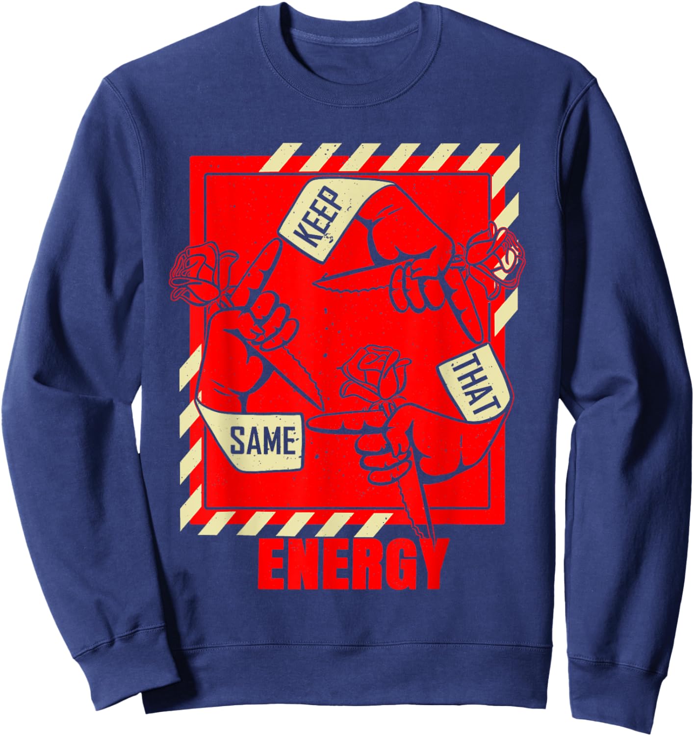 Keep That Same Energy Red Color Graphic Sweatshirt - Sweatshirt | Navy