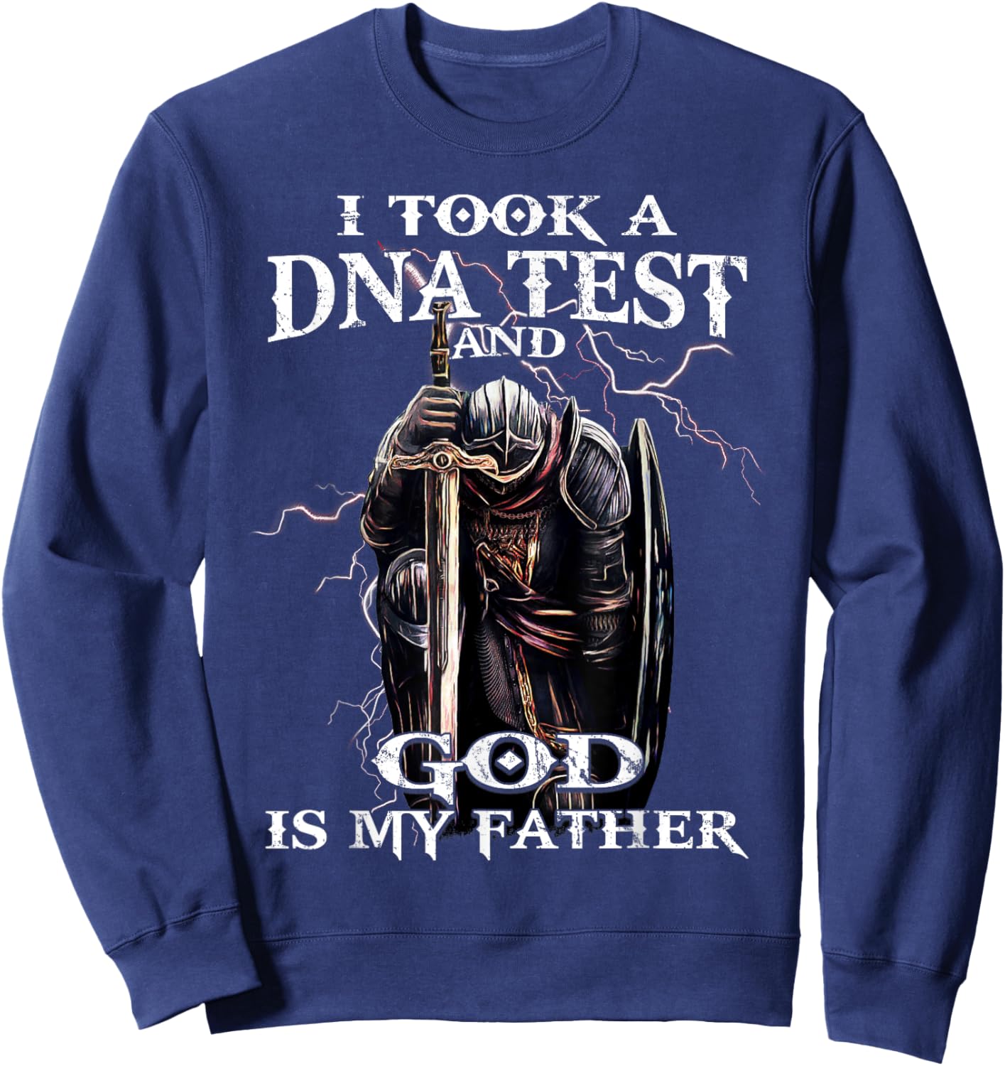 Knights Templar God is My Father Crusader Warrior Bible Sweatshirt - Sweatshirt | Navy