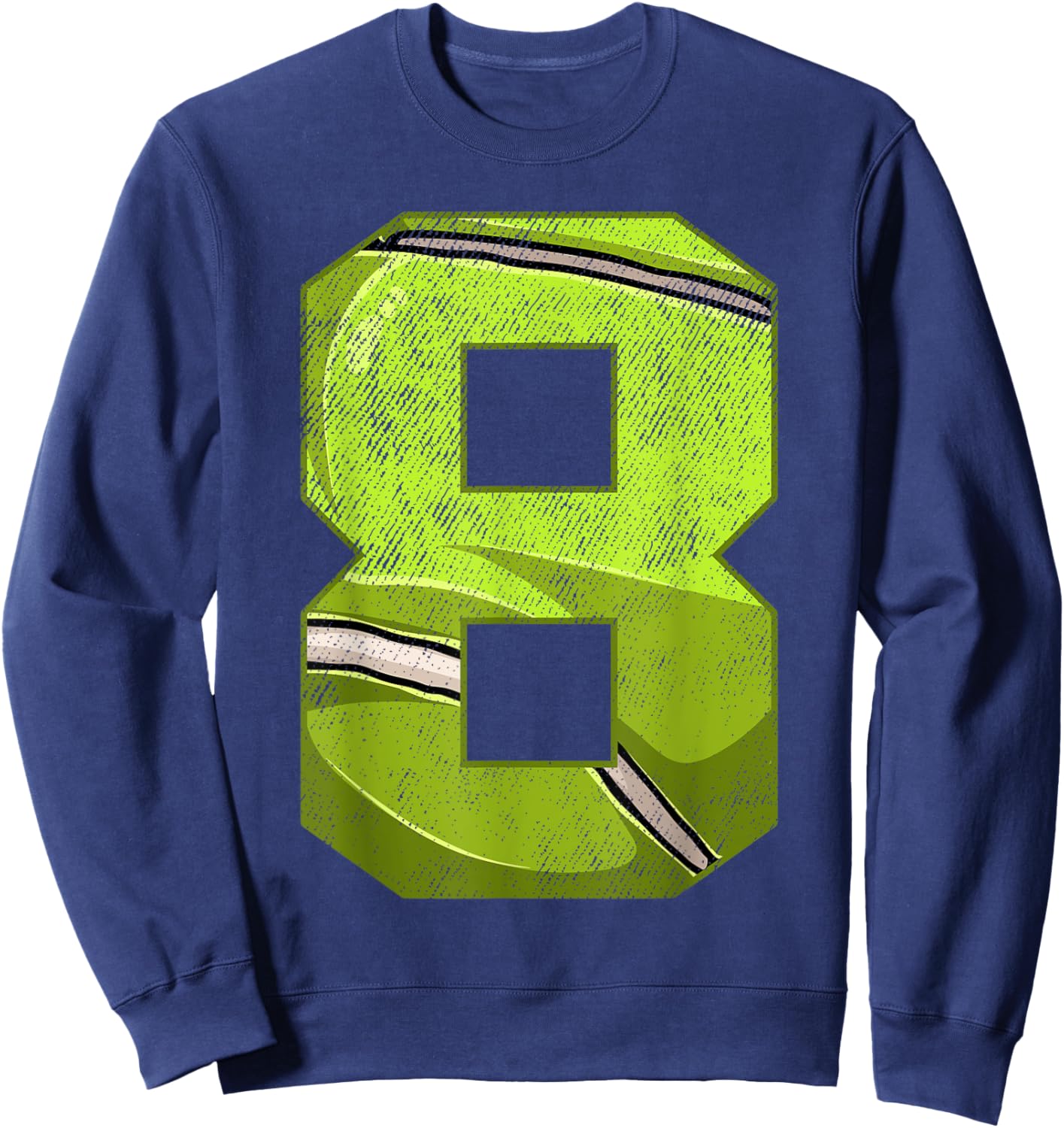 8th Birthday Party Eight 8 Year Old Tennis Bday Boy Girl Sweatshirt - Sweatshirt | Navy