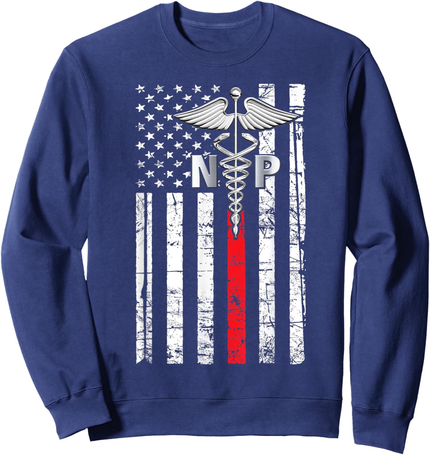 Nurse 365 NP Nurse Practitioner US Flag Sweatshirt - Sweatshirt | Navy