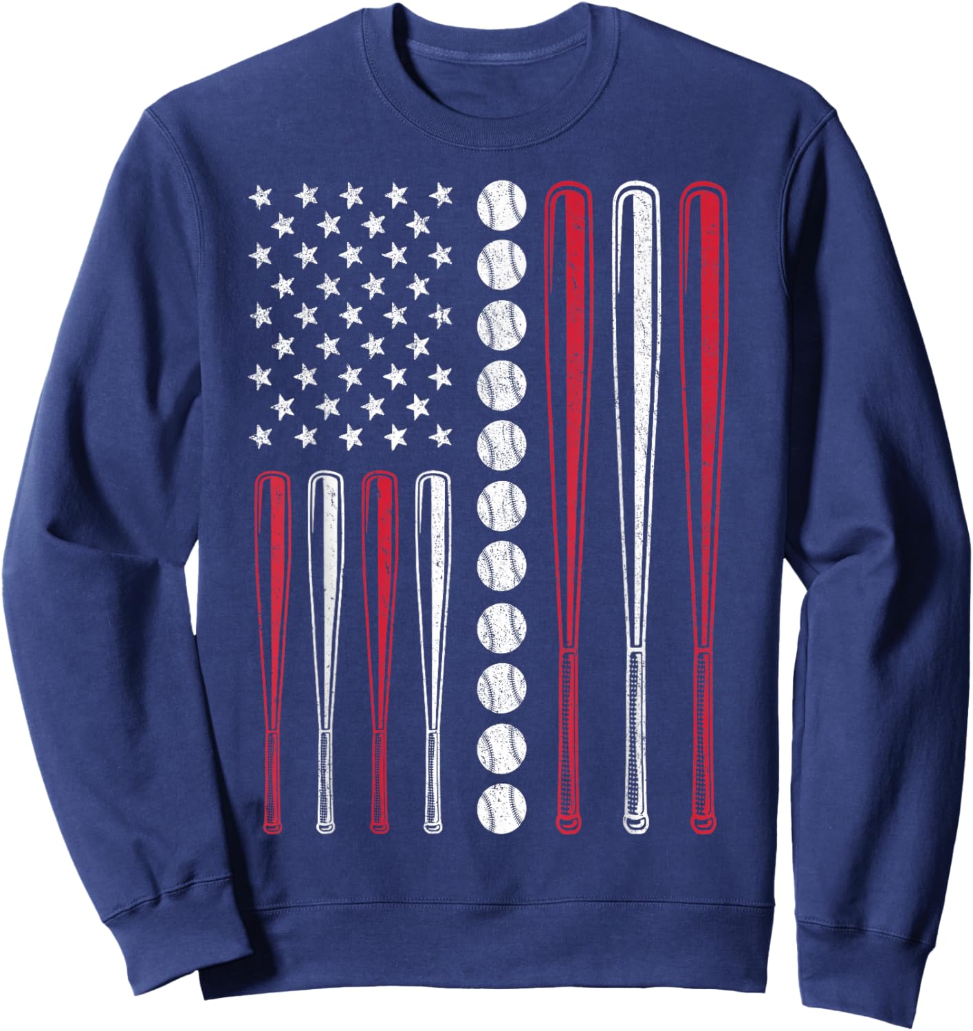 Patriotic Baseball 4th of July Men USA American Flag Boys Sweatshirt - Sweatshirt | Navy