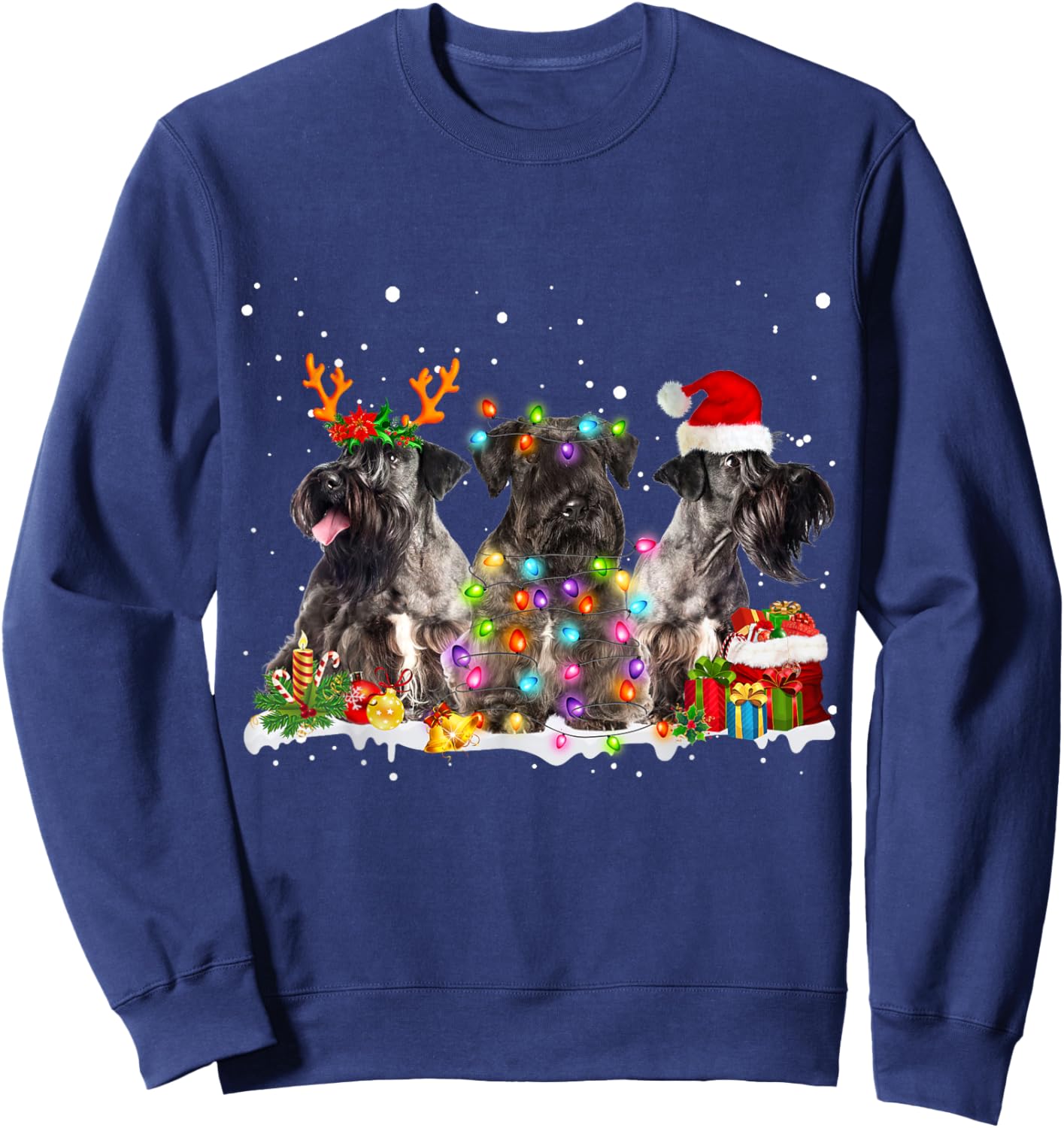 Santa Cesky Terrier Dog Gorgeous Reindeer Christmas Pajama Sweatshirt - Sweatshirt | Navy