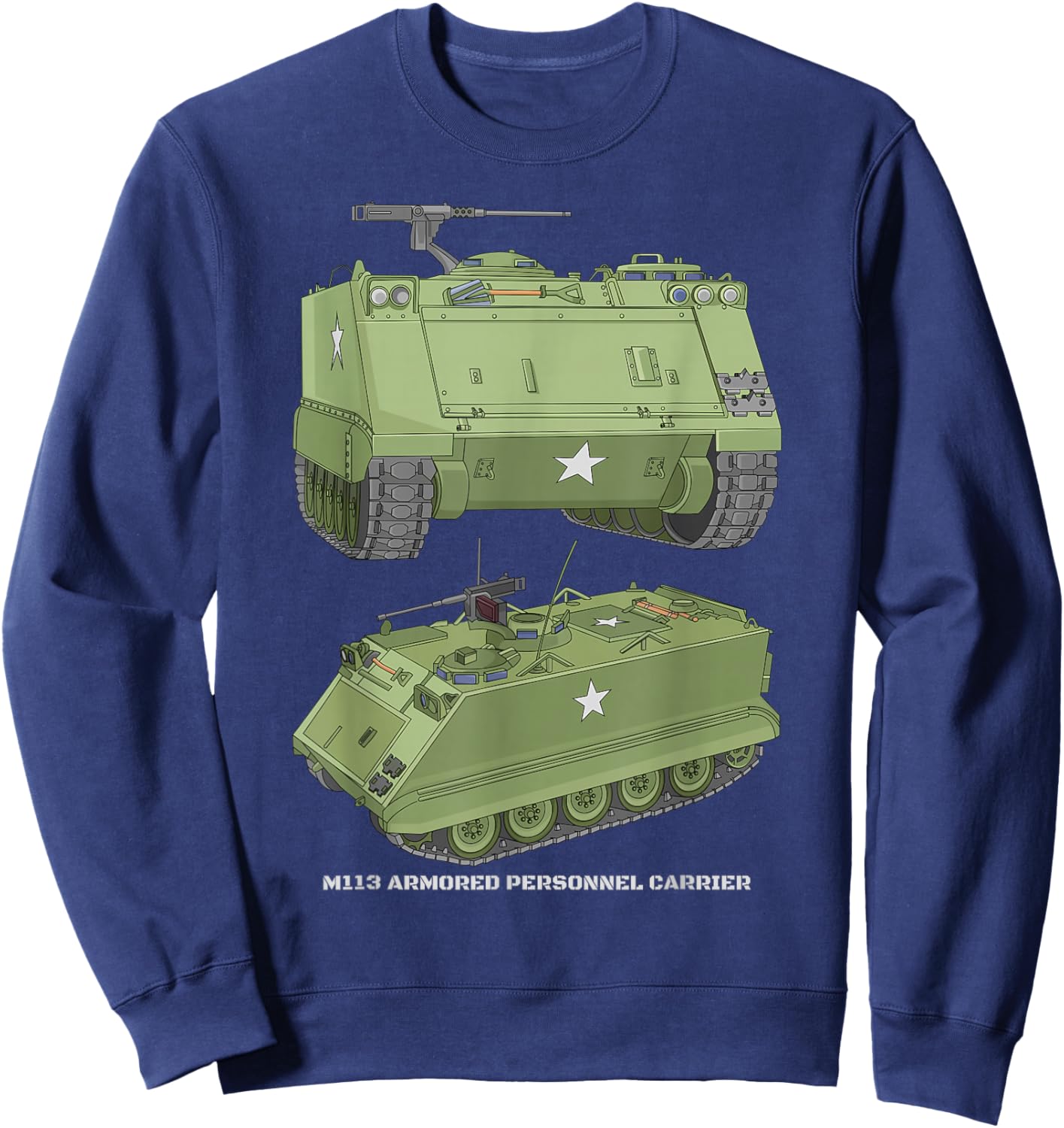 M113 Armored Personnel Carrier APC Diagram Sweatshirt - Sweatshirt | Navy