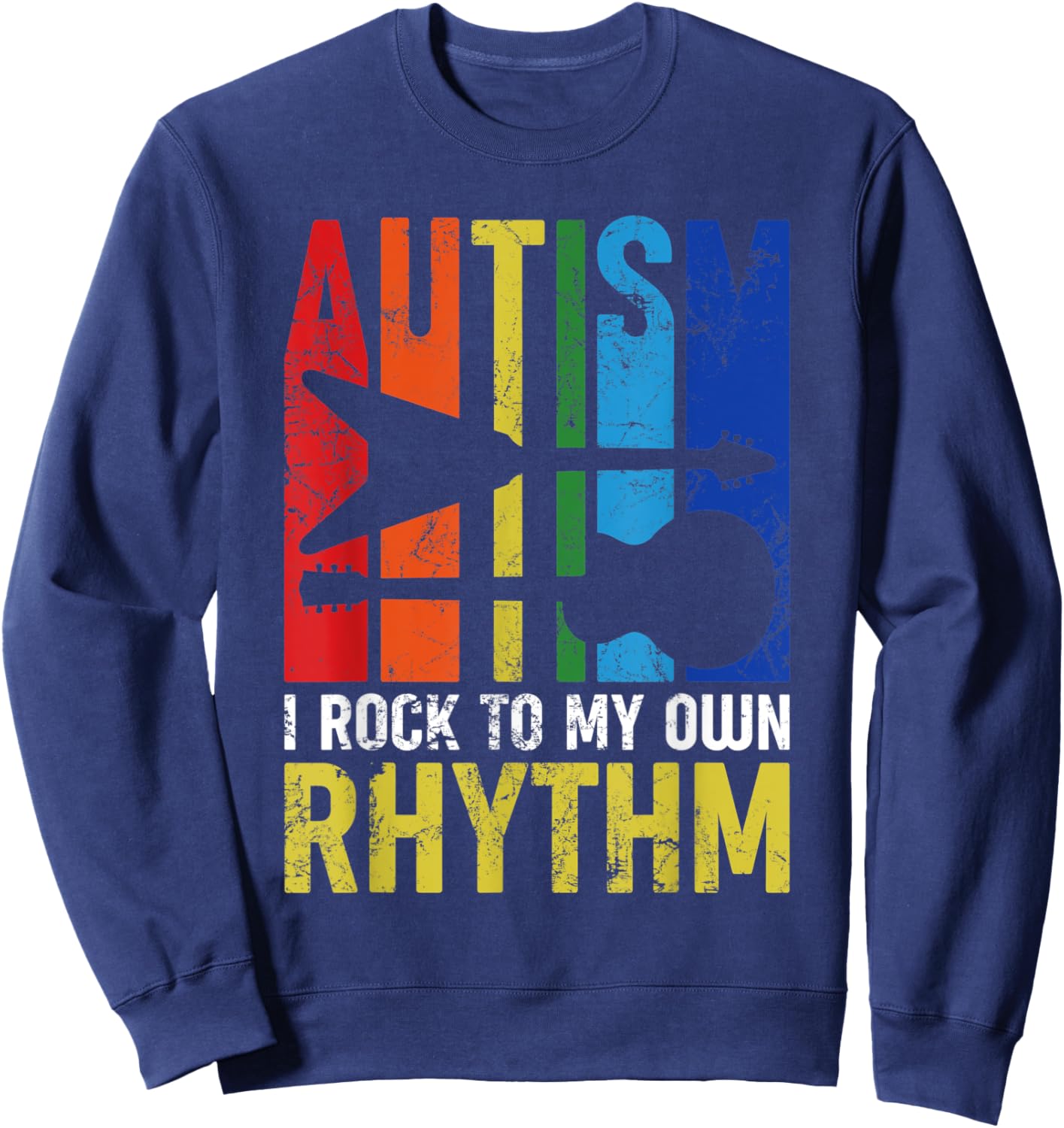 Autism I Rock To My Own Rhythm Autism Awareness Guitar Lover Sweatshirt - Sweatshirt | Navy