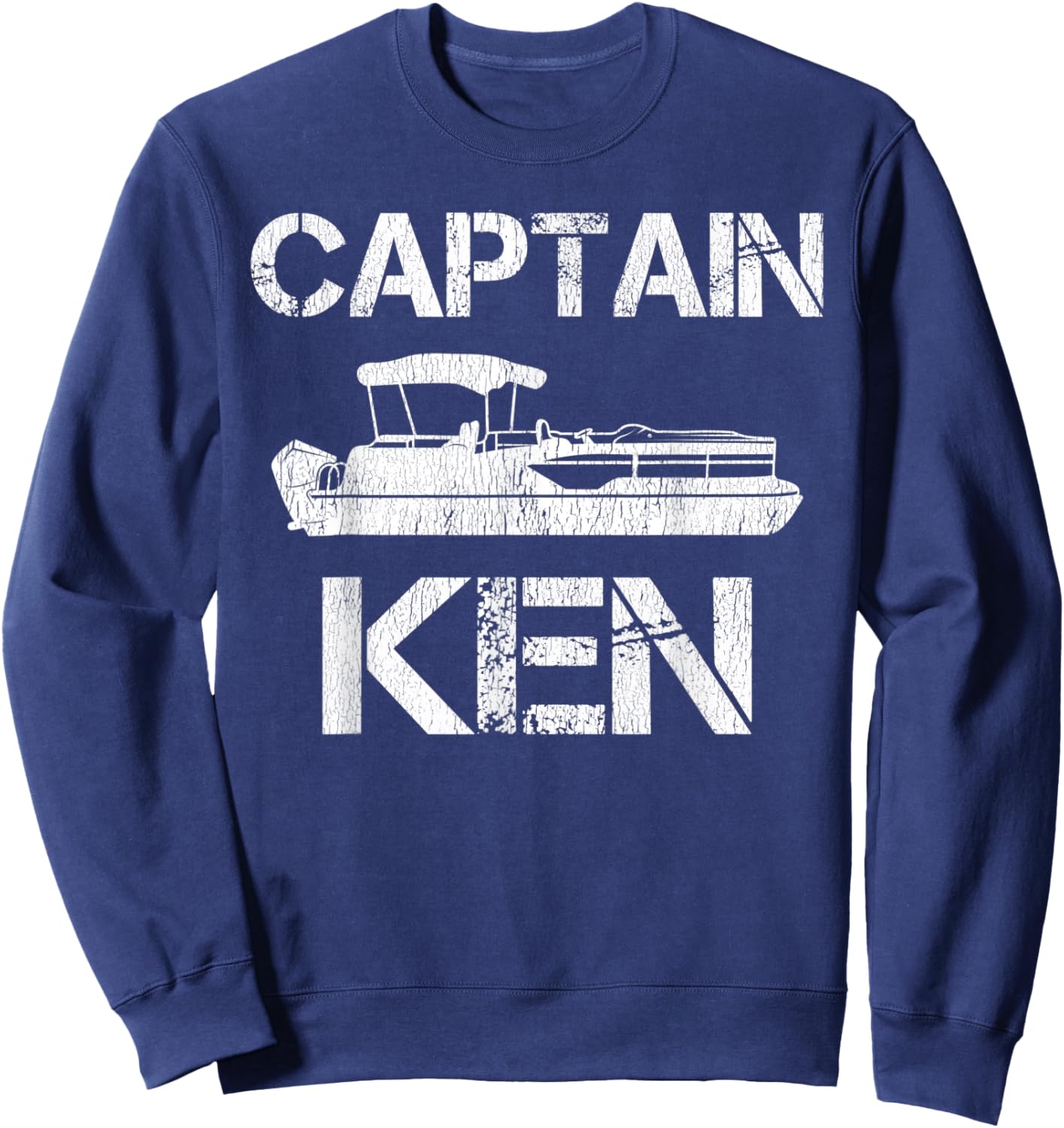 Captain Ken Pontoon Captain Funny Personalized Name Boat Sweatshirt - Sweatshirt | Navy
