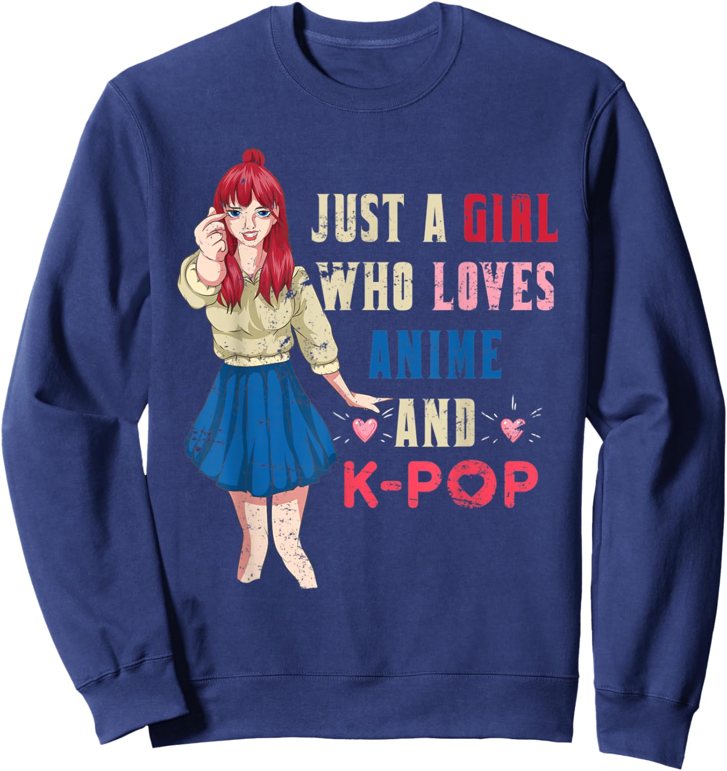 Kpop Korean Culture Otaku Girls Women Manga Kawaii Anime Sweatshirt - Sweatshirt | Navy