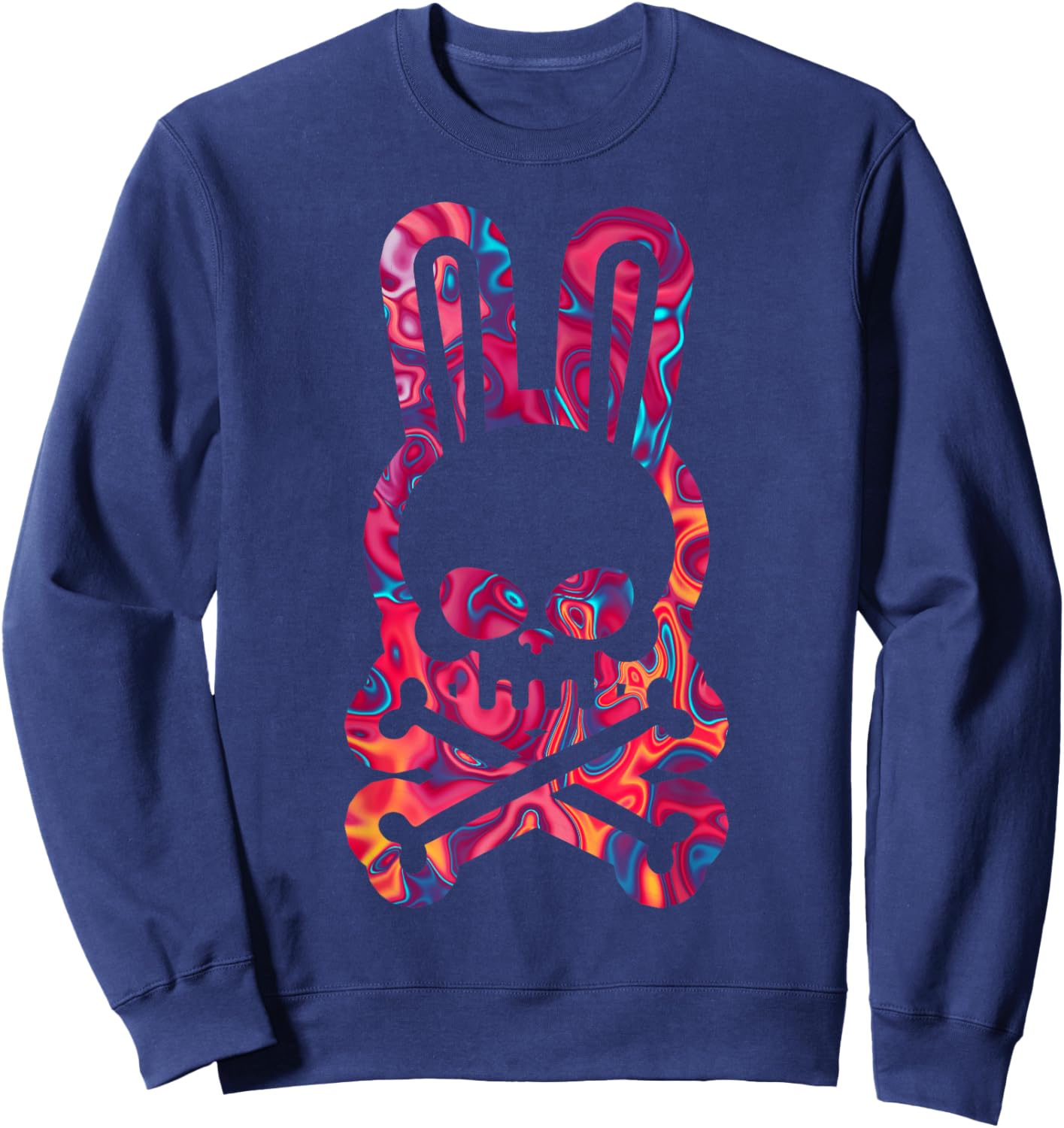 Easter Bunny Retro Tie Dye Bunny Skull Cross Bone Halloween Sweatshirt - Sweatshirt | Navy