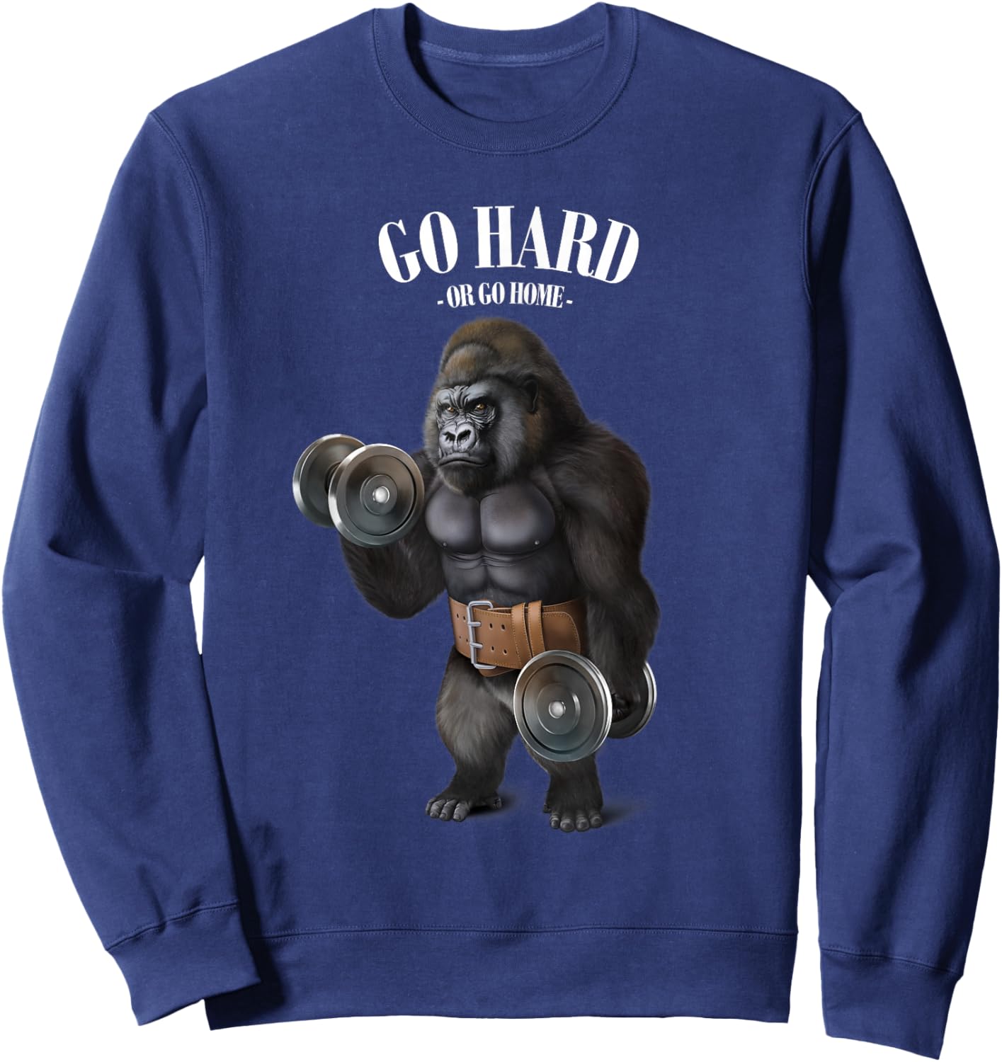 Gorilla Muscle Training with Dumbbell in Fitness Gym Sweatshirt - Sweatshirt | Navy