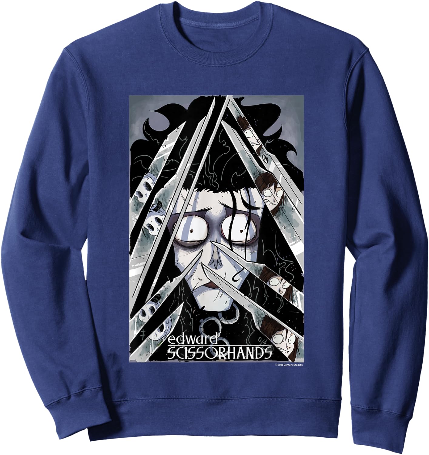 Edward Scissorhands Edward Behind Scissors Comic Book Poster Sweatshirt - Sweatshirt | Navy