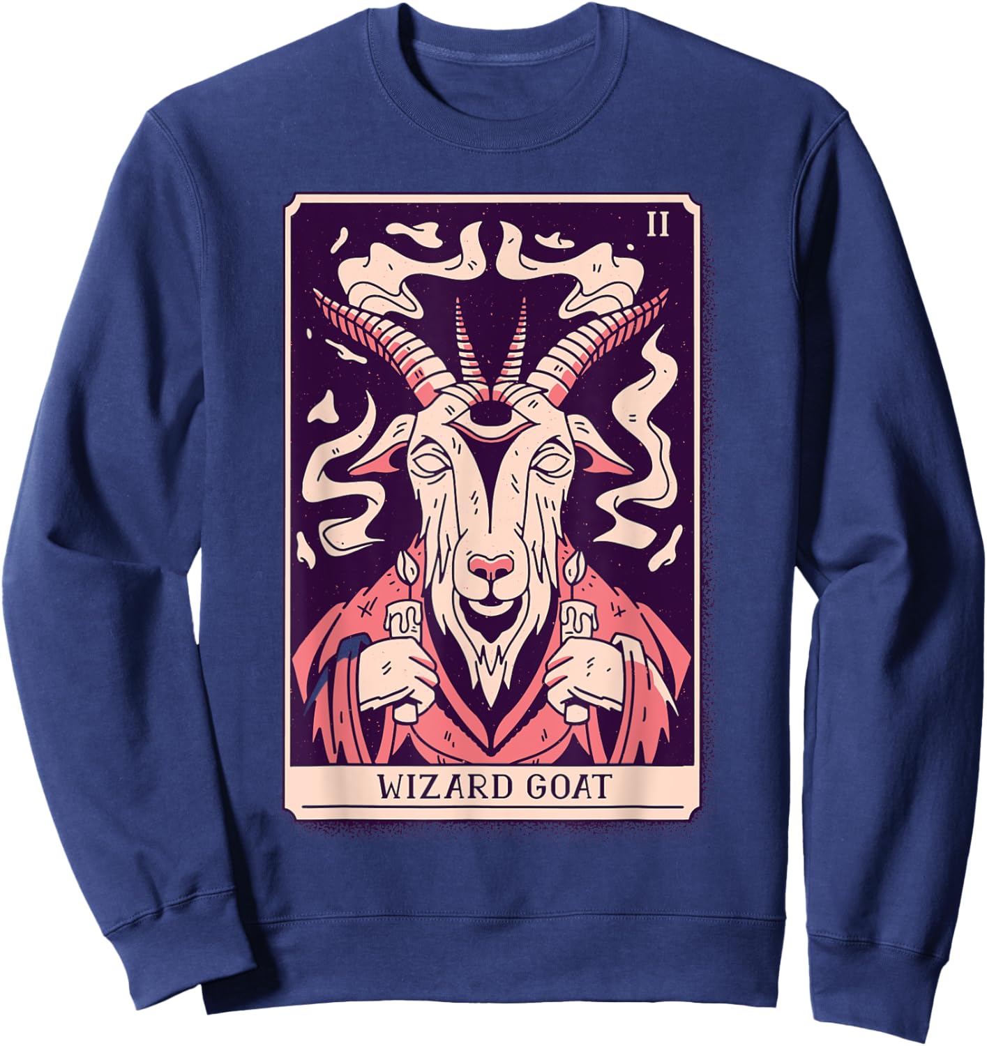 Tarot Card Goat Wizard Devil Gothic Magic, Occult Sweatshirt - Sweatshirt | Navy
