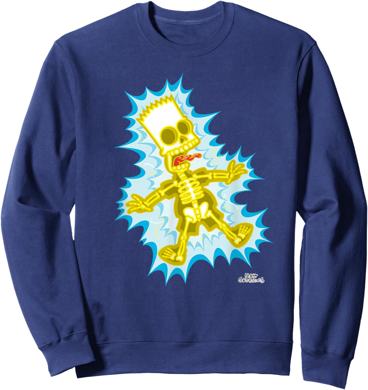 The Simpsons Bart Simpson Skeleton Electro Shock Sweatshirt - Sweatshirt | Navy