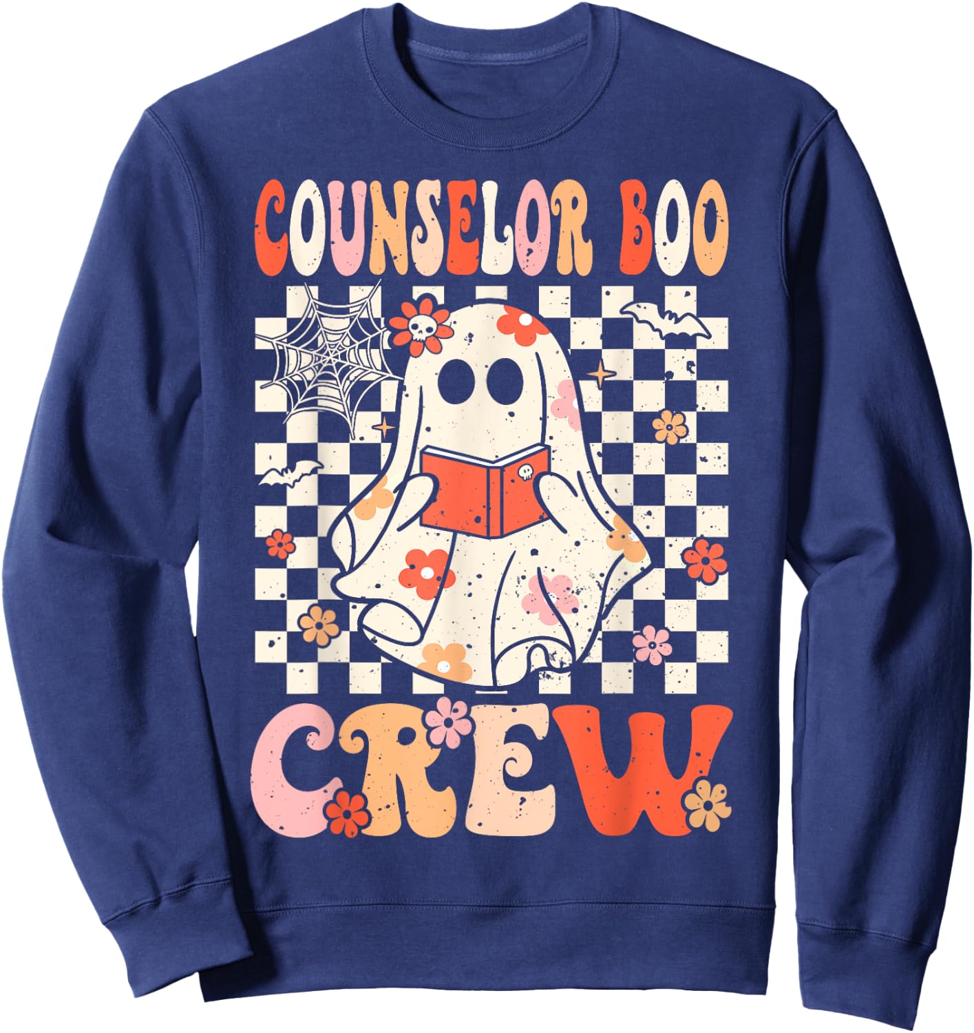 Groovy Boo Counselor Crew Ghost Women Halloween Counselor Sweatshirt - Sweatshirt | Navy