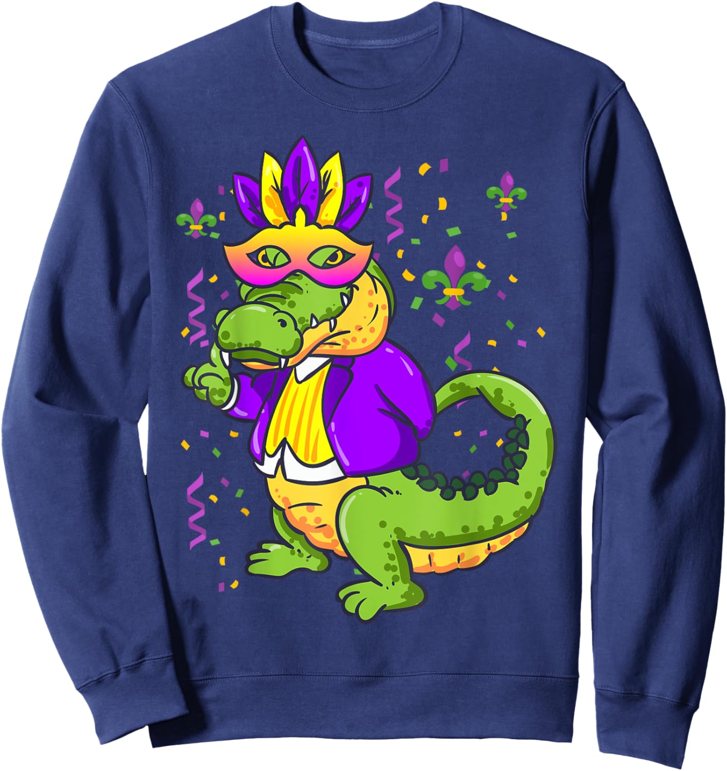 Mardi Gras Alligator Lover New Orleans Louisiana Sweatshirt - Sweatshirt | Navy