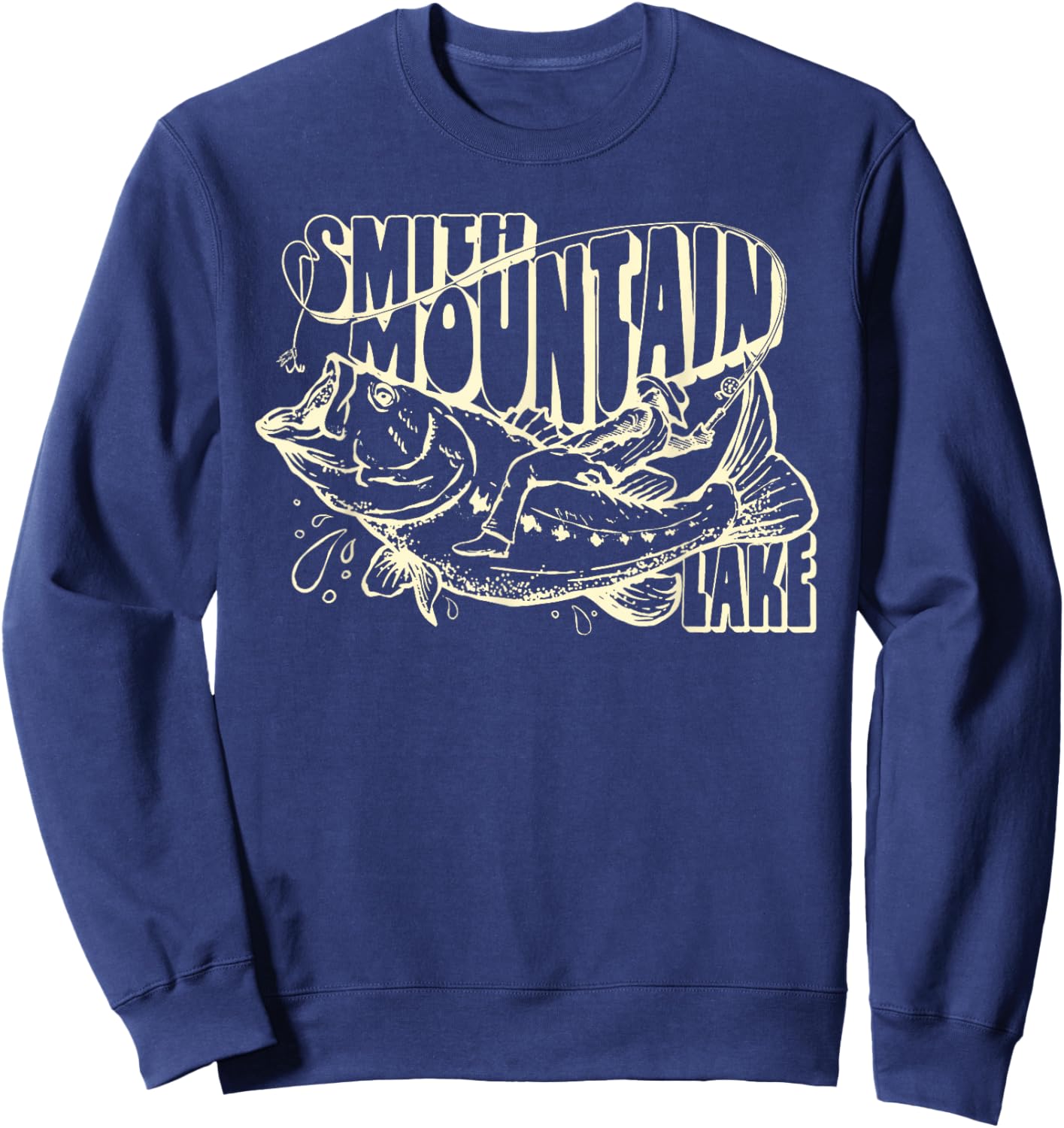 Smith Mountain Lake Virginia Striped Bass Fishing Rodeo Sweatshirt - Sweatshirt | Navy