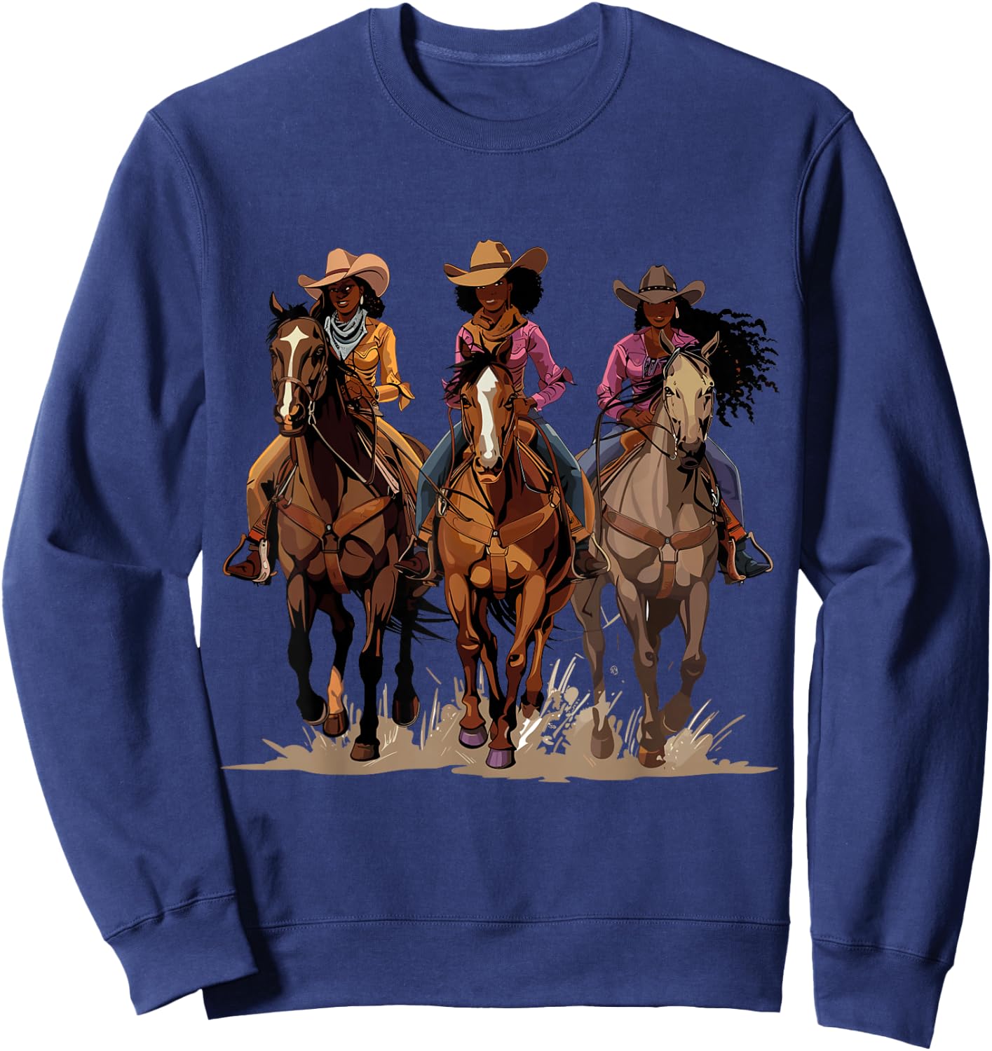 Black African American Cowgirl Western Country Texas Rodeo Sweatshirt - Sweatshirt | Navy