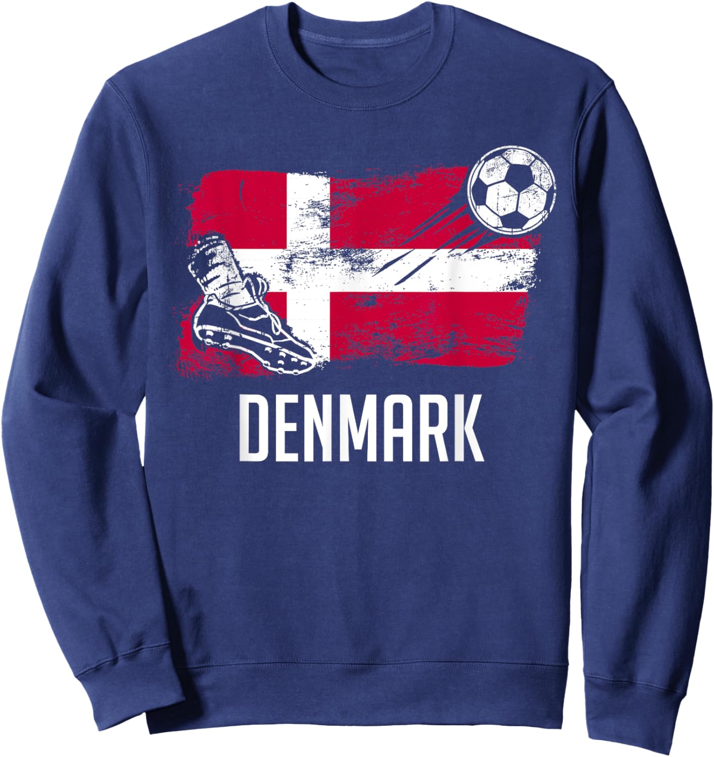 Denmark Flag Jersey Danish Soccer Team Danish Sweatshirt - Sweatshirt | Navy