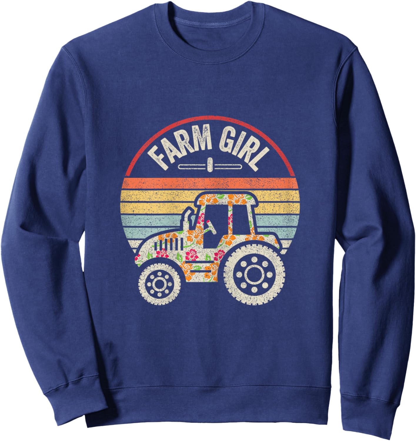 Retro Farm Girl Loves Tractors Loves Life On The Farm Sweatshirt - Sweatshirt | Navy
