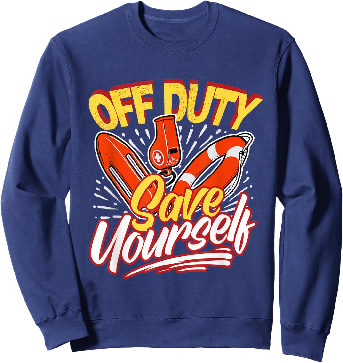 Funny Swim Coach Gifts Off Duty Save Yourself Humorous Modern Black Sweatshirt - Sweatshirt | Navy