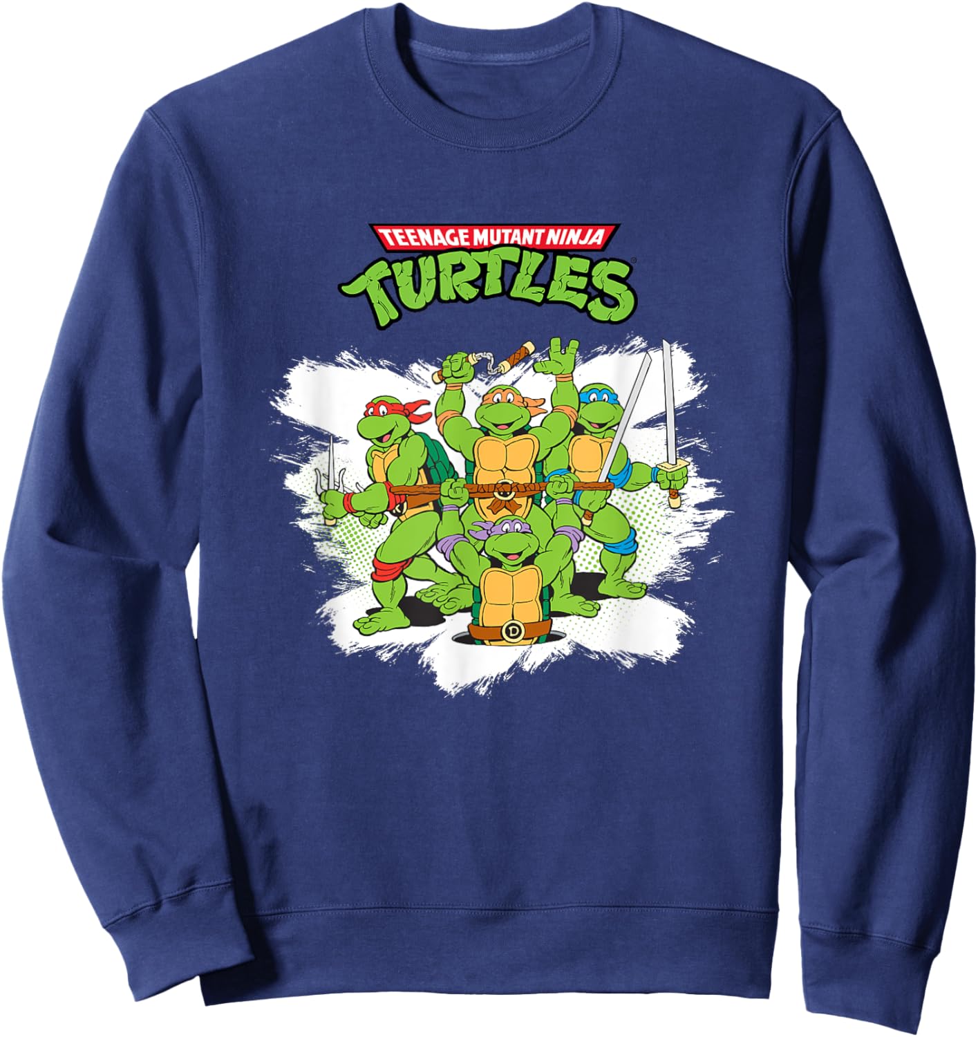 Mademark x Teenage Mutant Ninja Turtles - Original Teenage Mutant Ninja Turtles Classic Retro Logo Sweatshirt - Sweatshirt | Navy