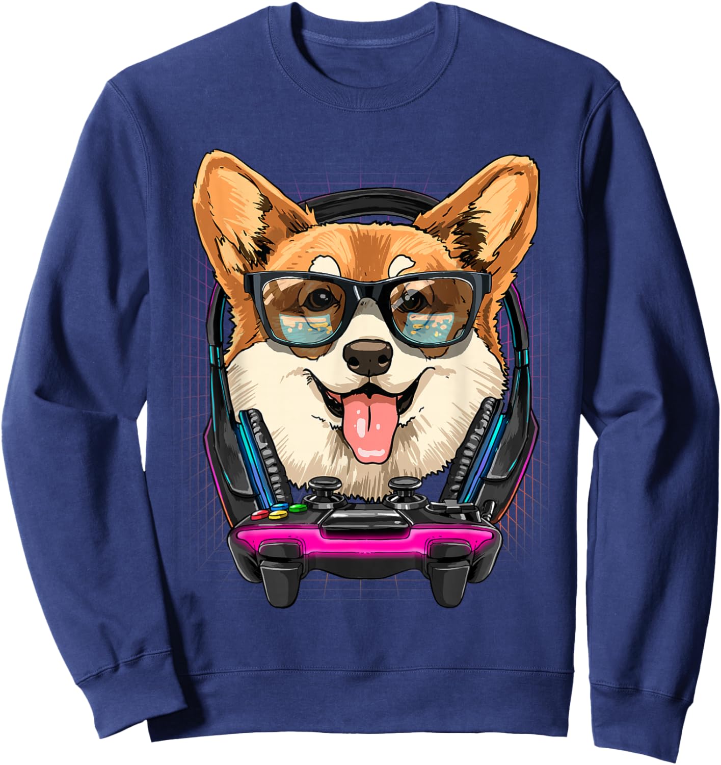 Gaming Corgi Video Gamer Player Dog Lover Sweatshirt - Sweatshirt | Navy