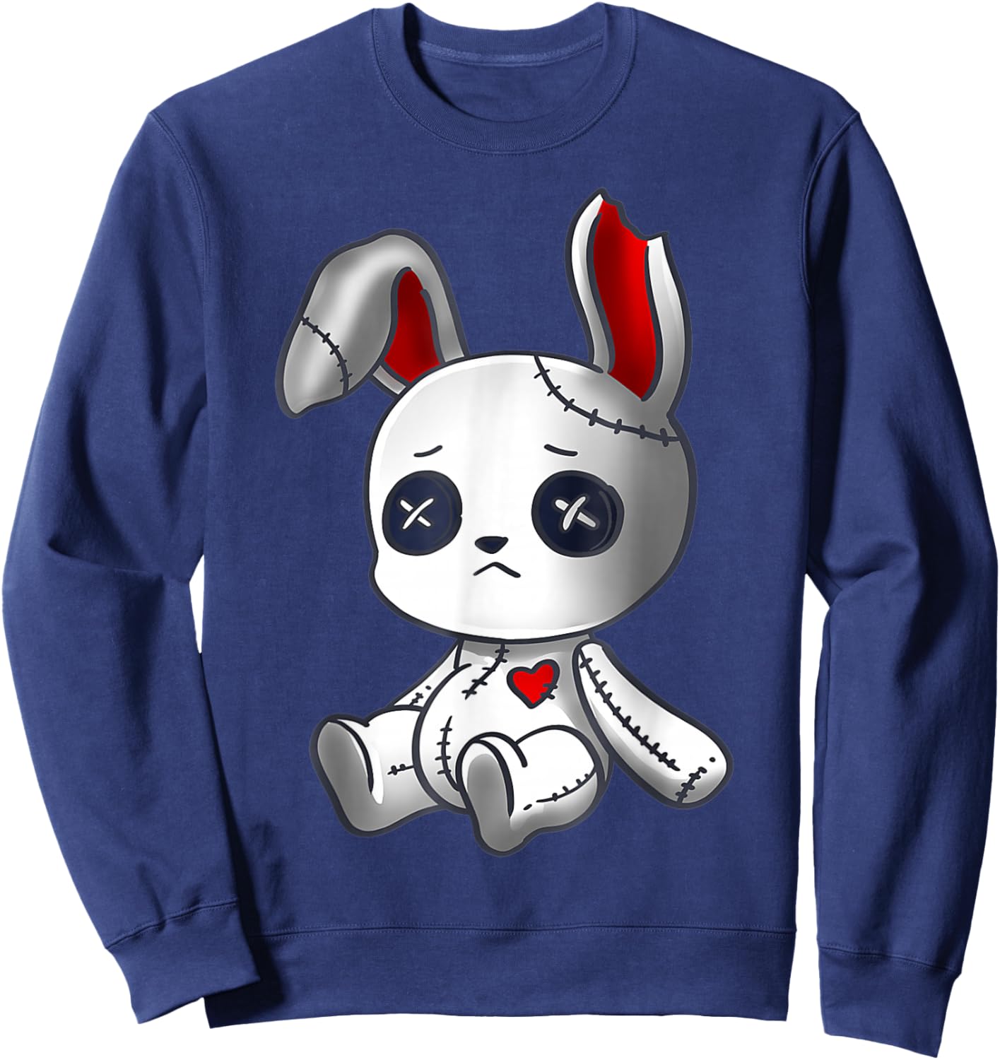 Goth Bunny Shirt Cute Creepy Emo Clothes Kawaii Bunny Sweatshirt - Sweatshirt | Navy