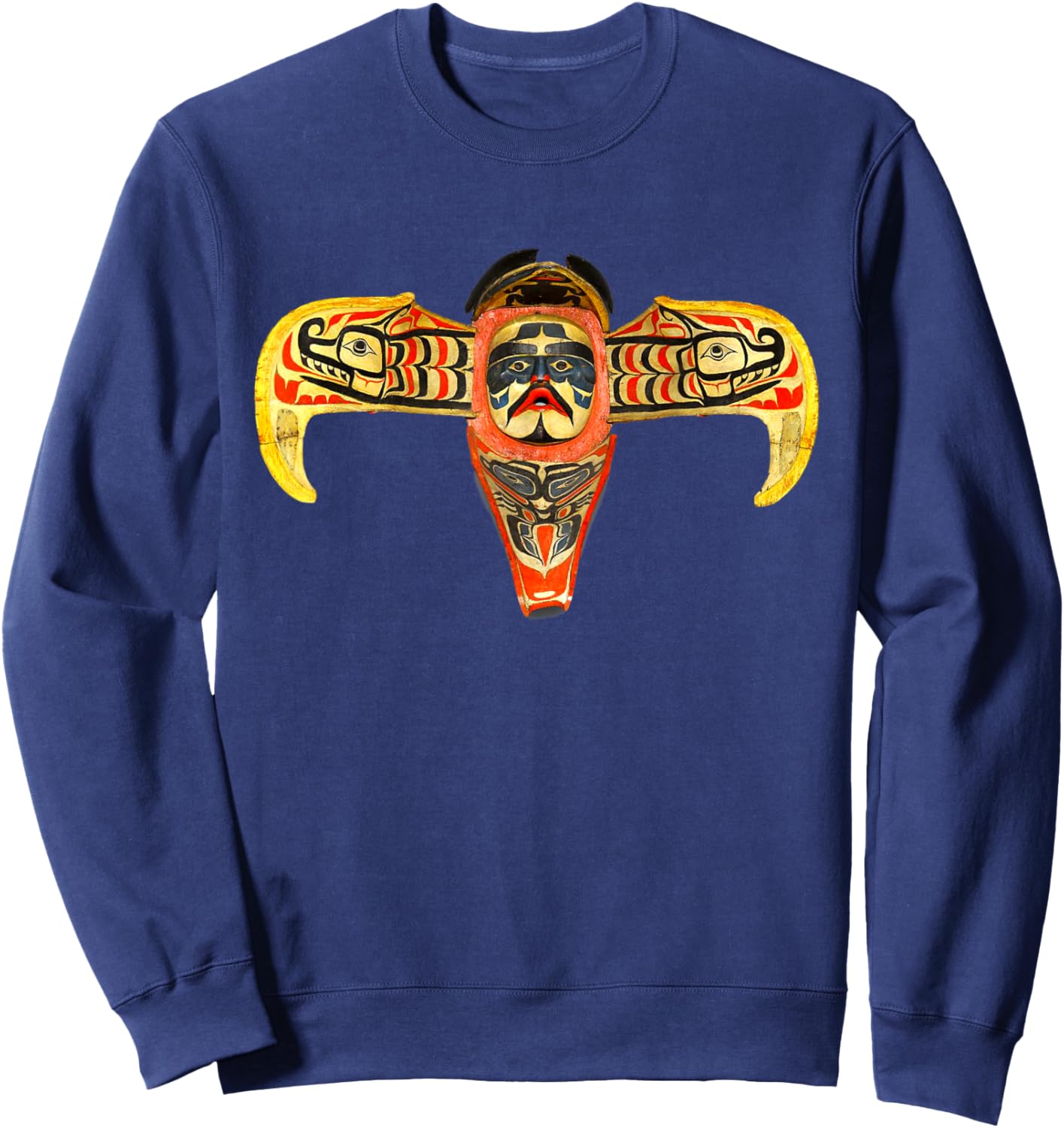 Northwest Thunderbird Mask Native American Indian Totem Gift Sweatshirt - Sweatshirt | Navy