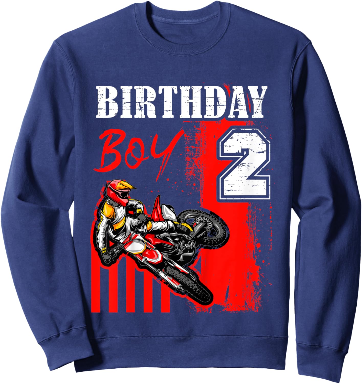 Kids Birthday Boy 2 Years Old Motorcycle Freestyle Motocross Sweatshirt - Sweatshirt | Navy