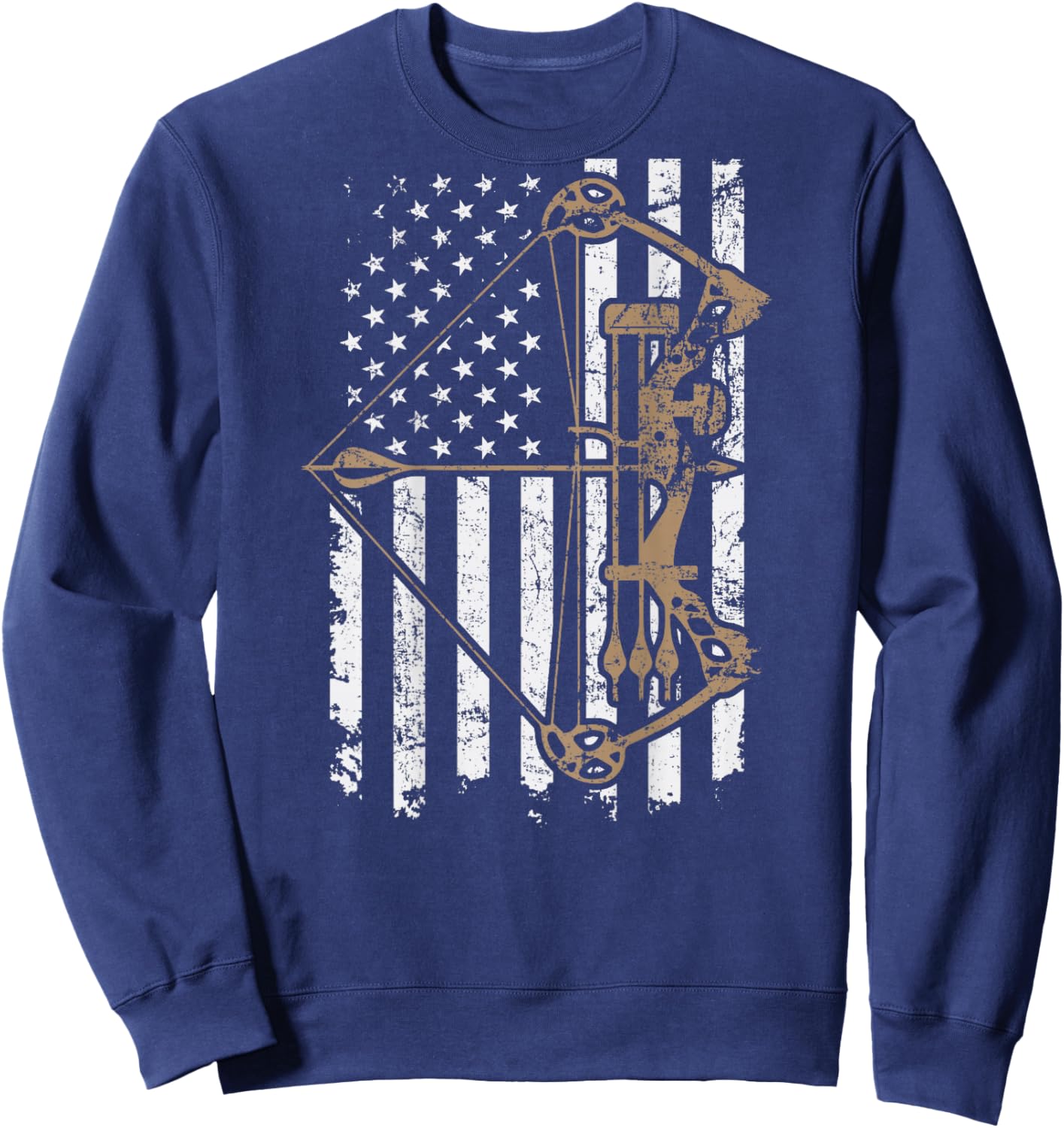 Camo USA Flag Archery Compound Bow - Bow Hunter (ON Back) Sweatshirt - Sweatshirt | Navy