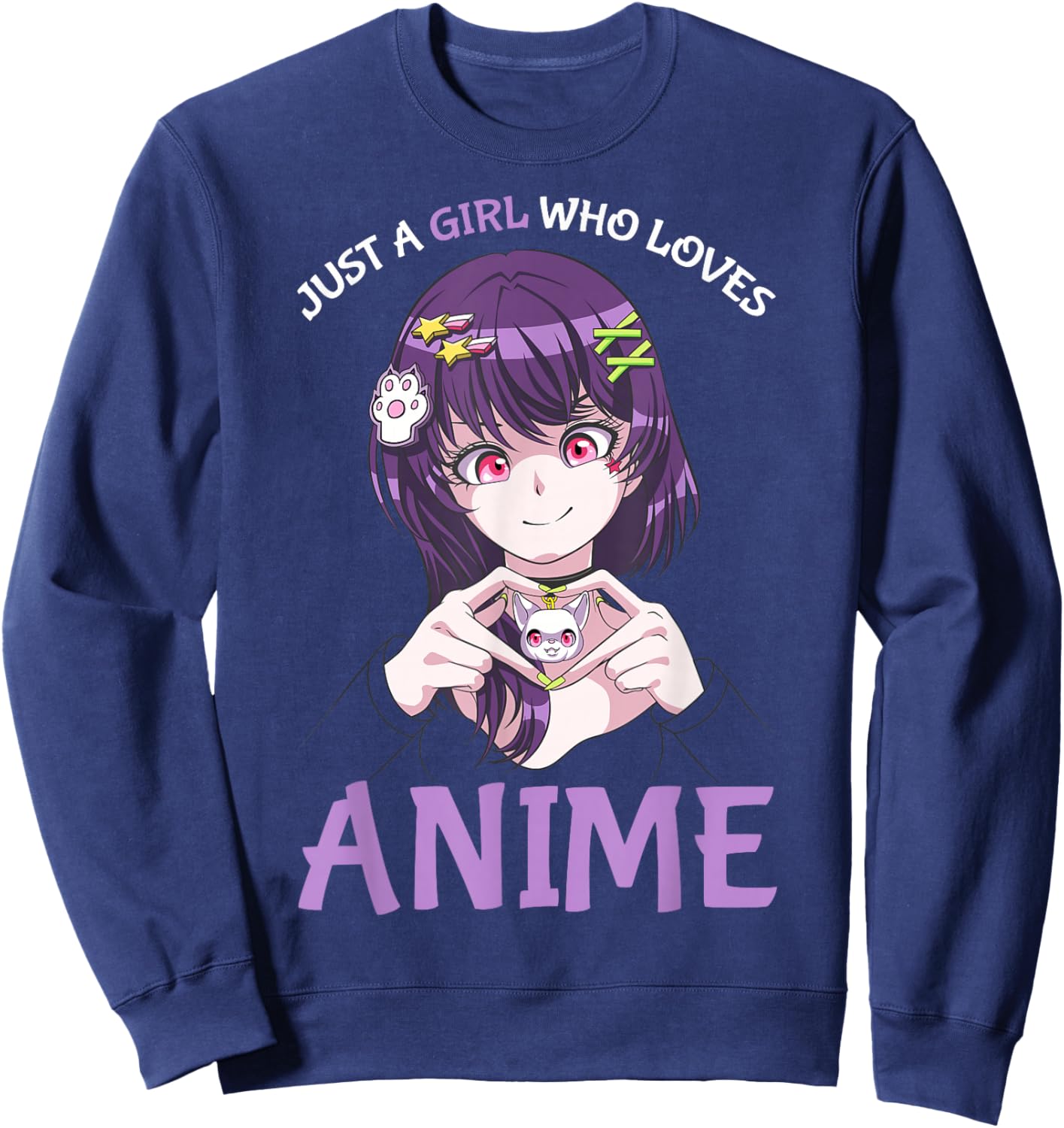 Just A Girl Who Loves Anime Teenage Girls Merch Stuff Sweatshirt - Sweatshirt | Navy
