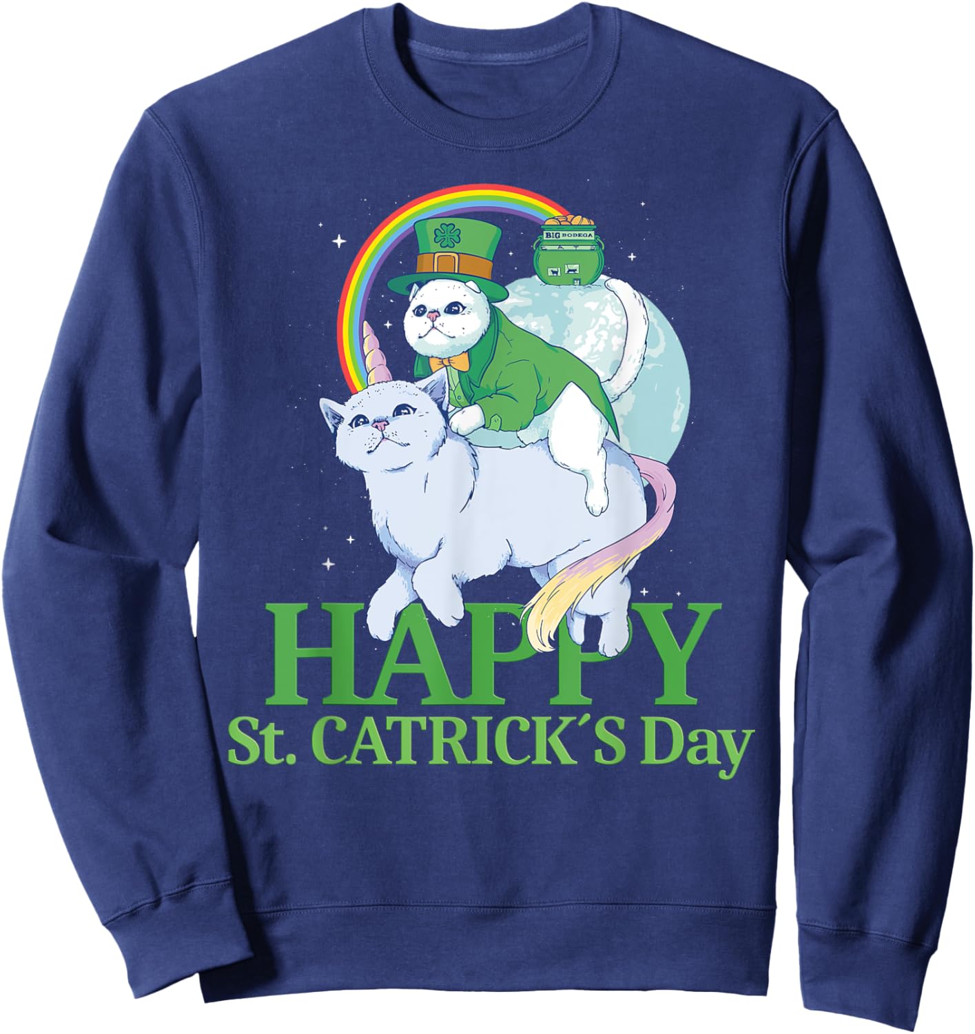 Funny Irish Unicorn Gift Cat St. Patricks Day Sweatshirt - Sweatshirt | Navy
