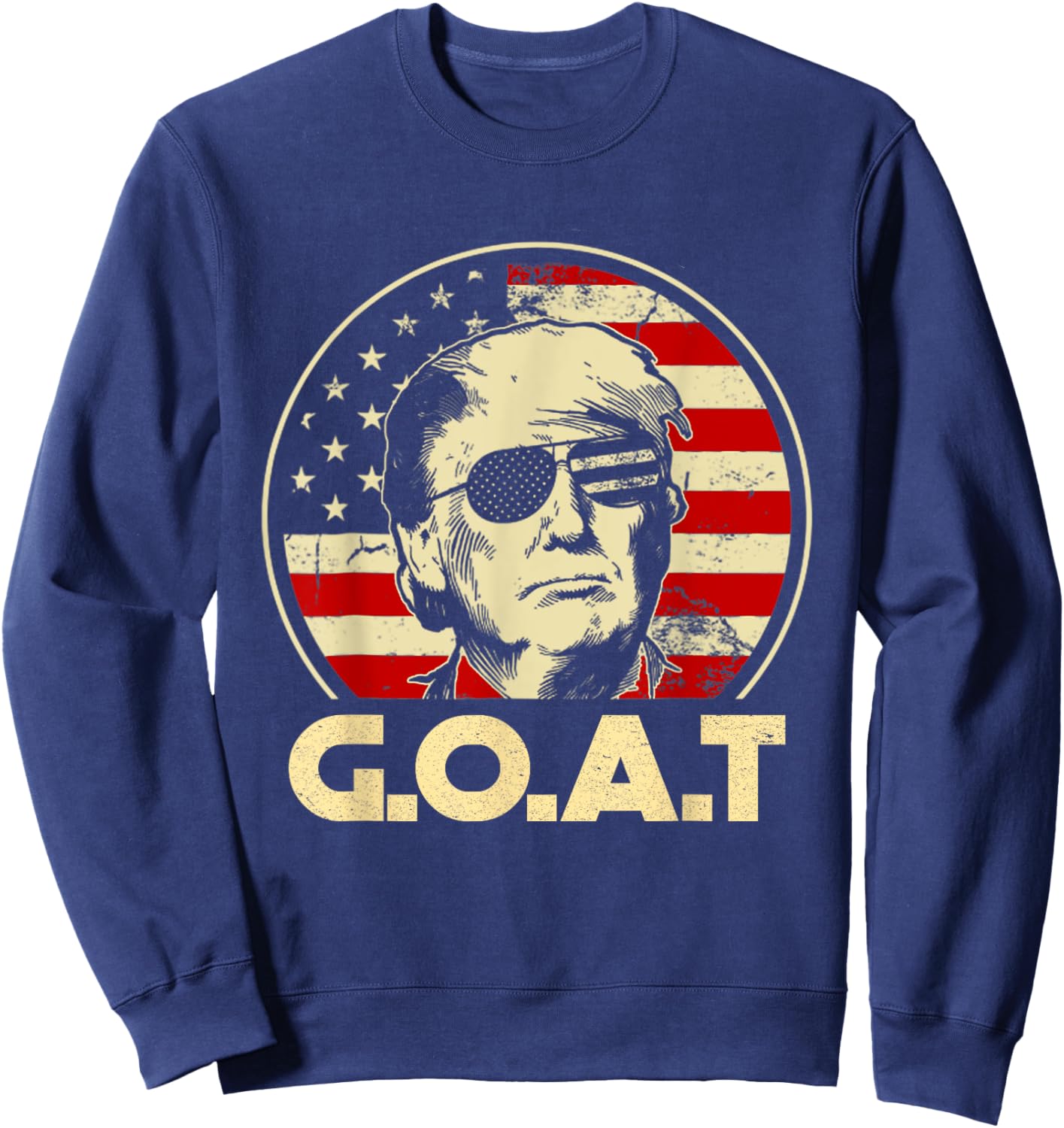Trump GOAT 45th Presidential Circle Back Election 2024 Sweatshirt - Sweatshirt | Navy
