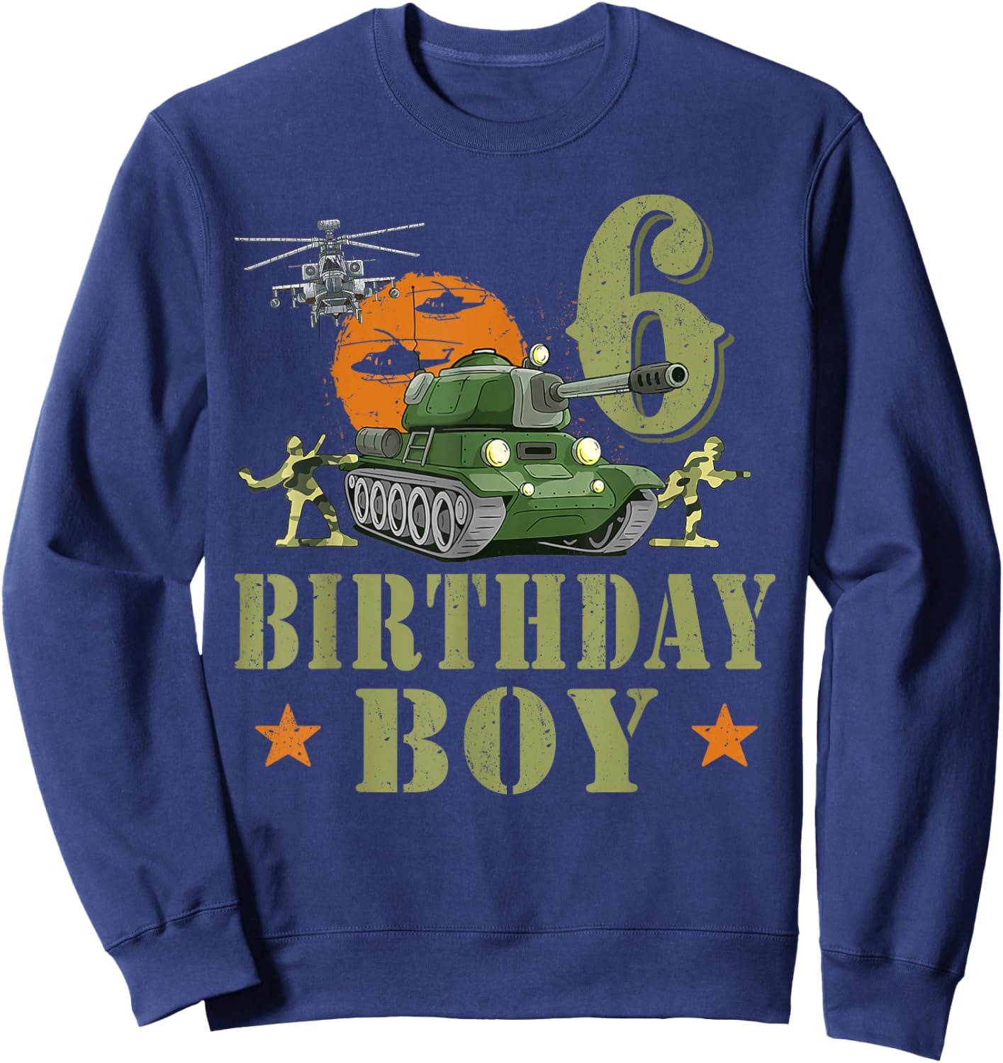 6 Year Old Birthday Boy Army Party 6th Birthday Camo Sweatshirt - Sweatshirt | Navy