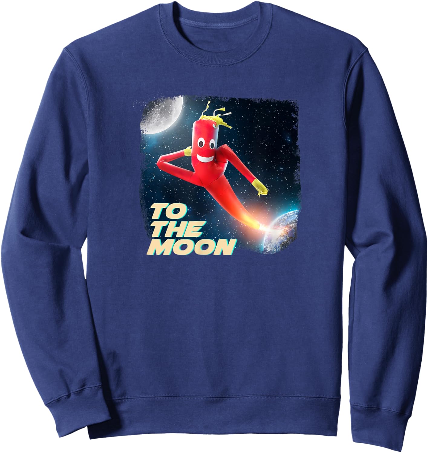 To the moon crypto and stocks wacky waving tube guy Sweatshirt - Sweatshirt | Navy