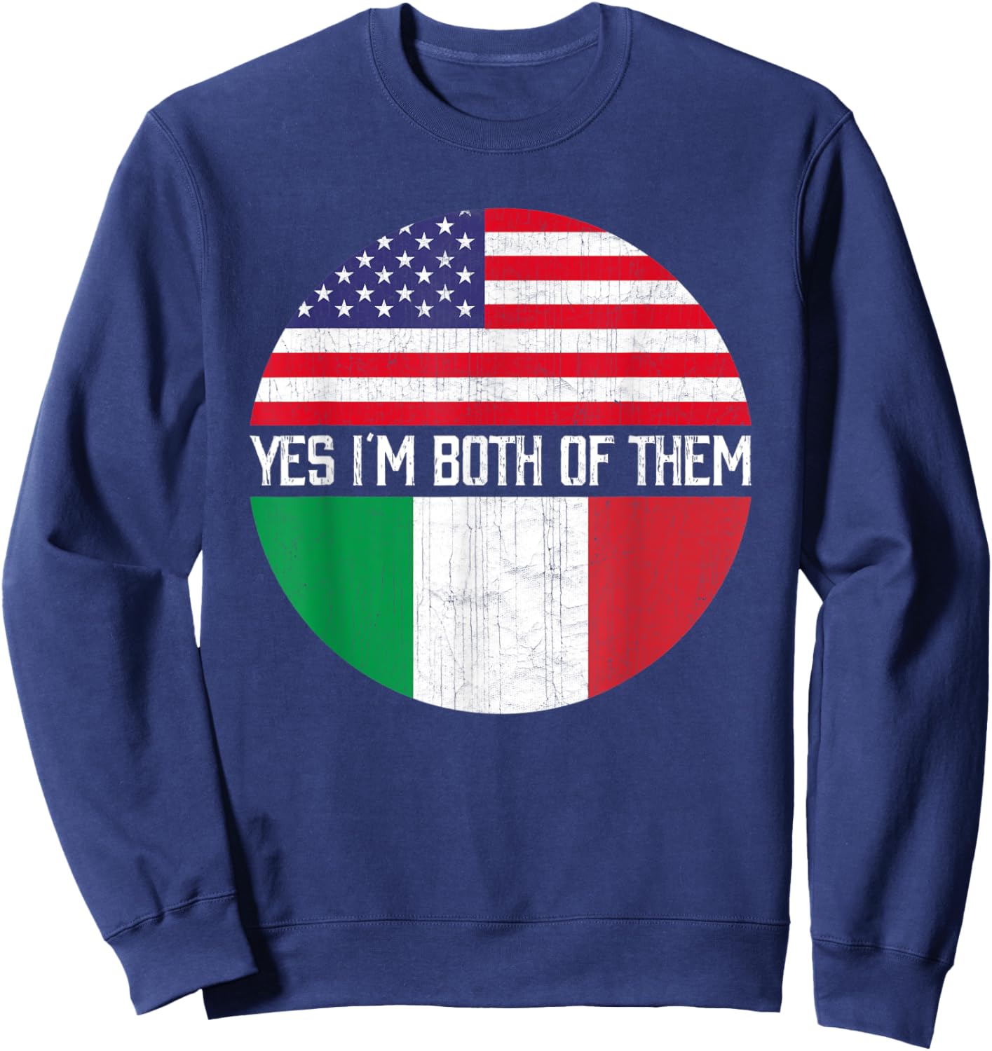 Half American Half Italian USA Flag Family Heritage Kids Men Sweatshirt - Sweatshirt | Navy