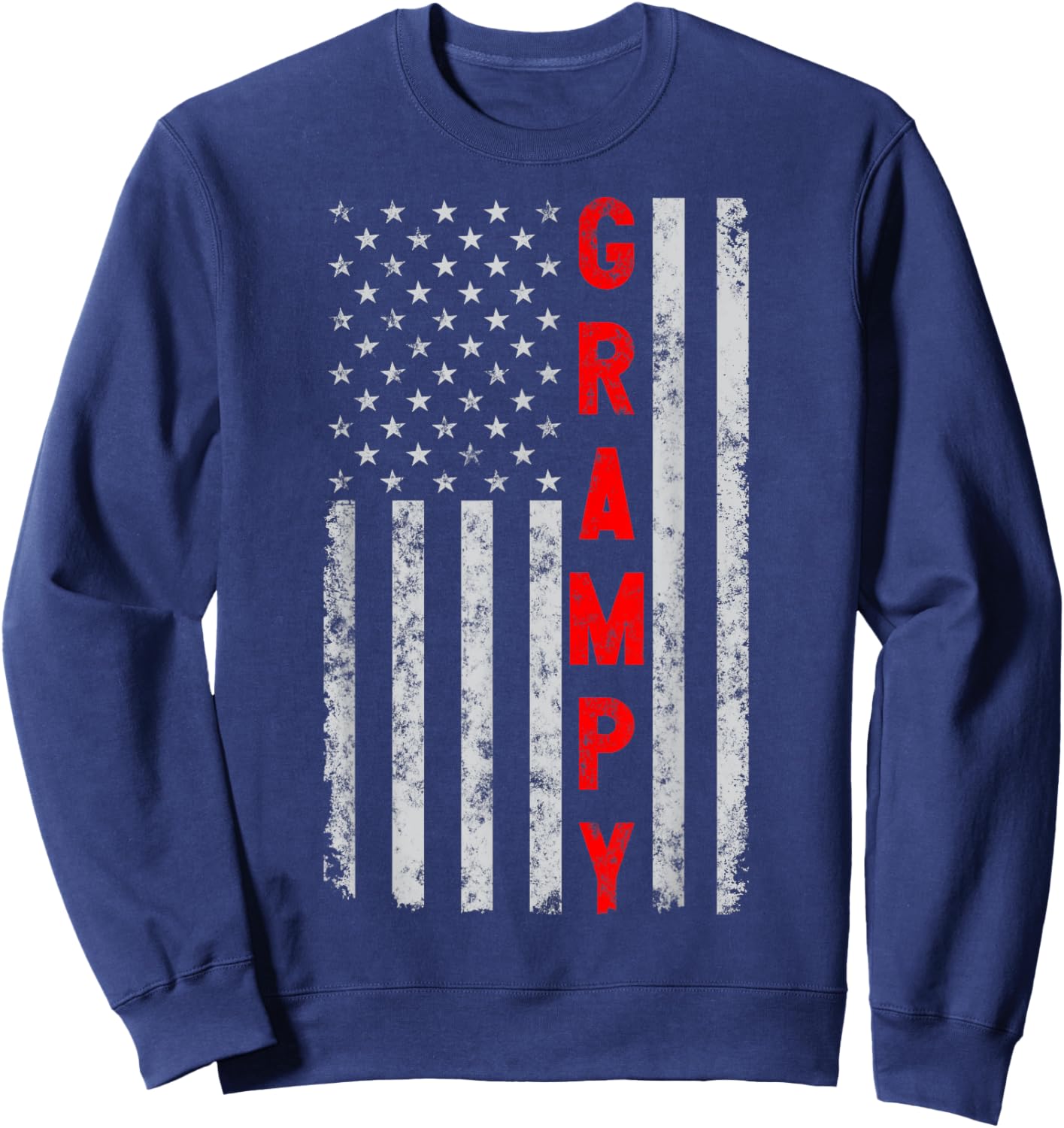 Grampy Funny Fathers Day Vintage Patriotic American flag Sweatshirt - Sweatshirt | Navy