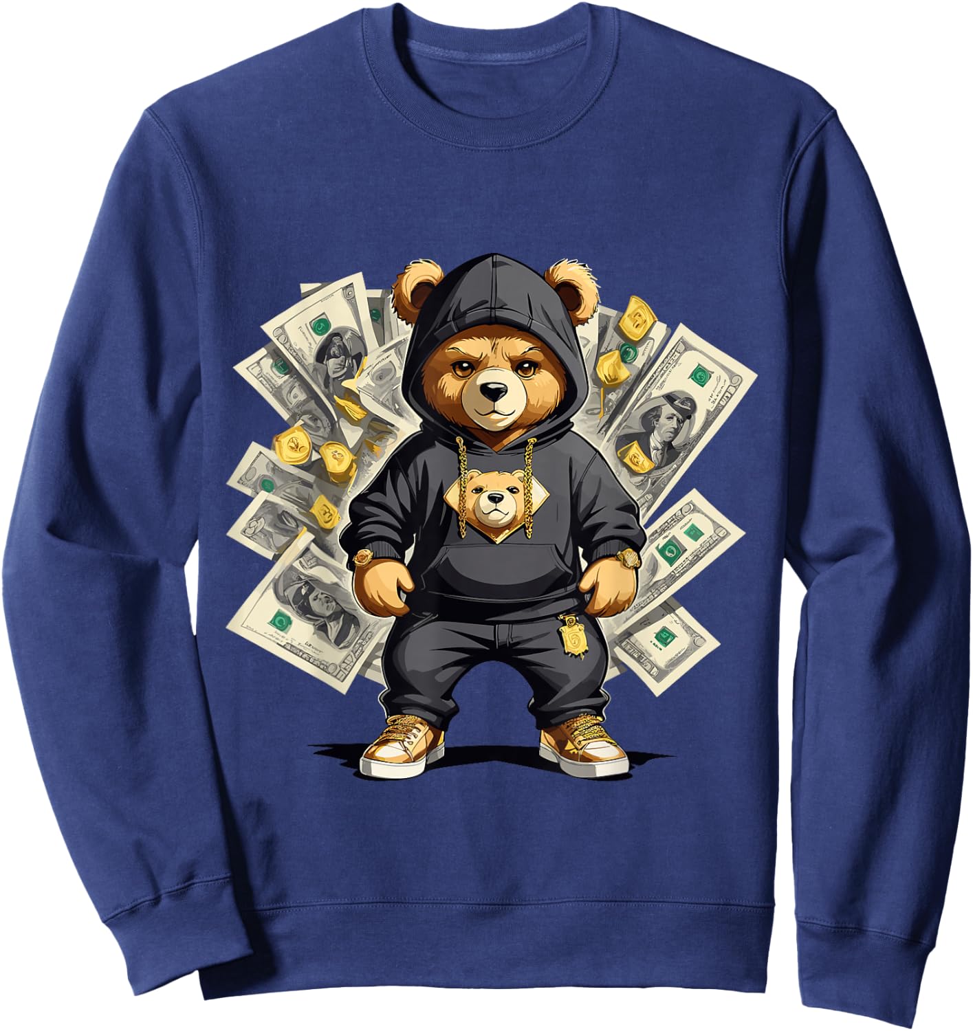 Teddy Bear Hustler Buisness Bear Dollar Street Clothes Sweatshirt - Sweatshirt | Navy