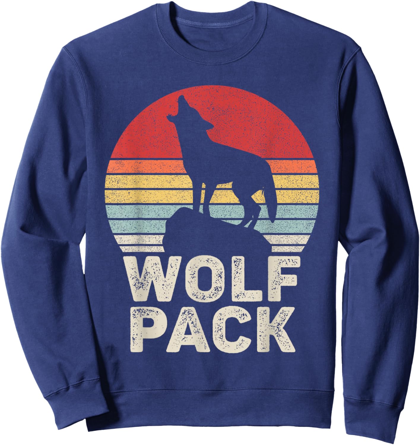 Vintage Retro Wolf Pack Sweatshirt - Sweatshirt | Navy