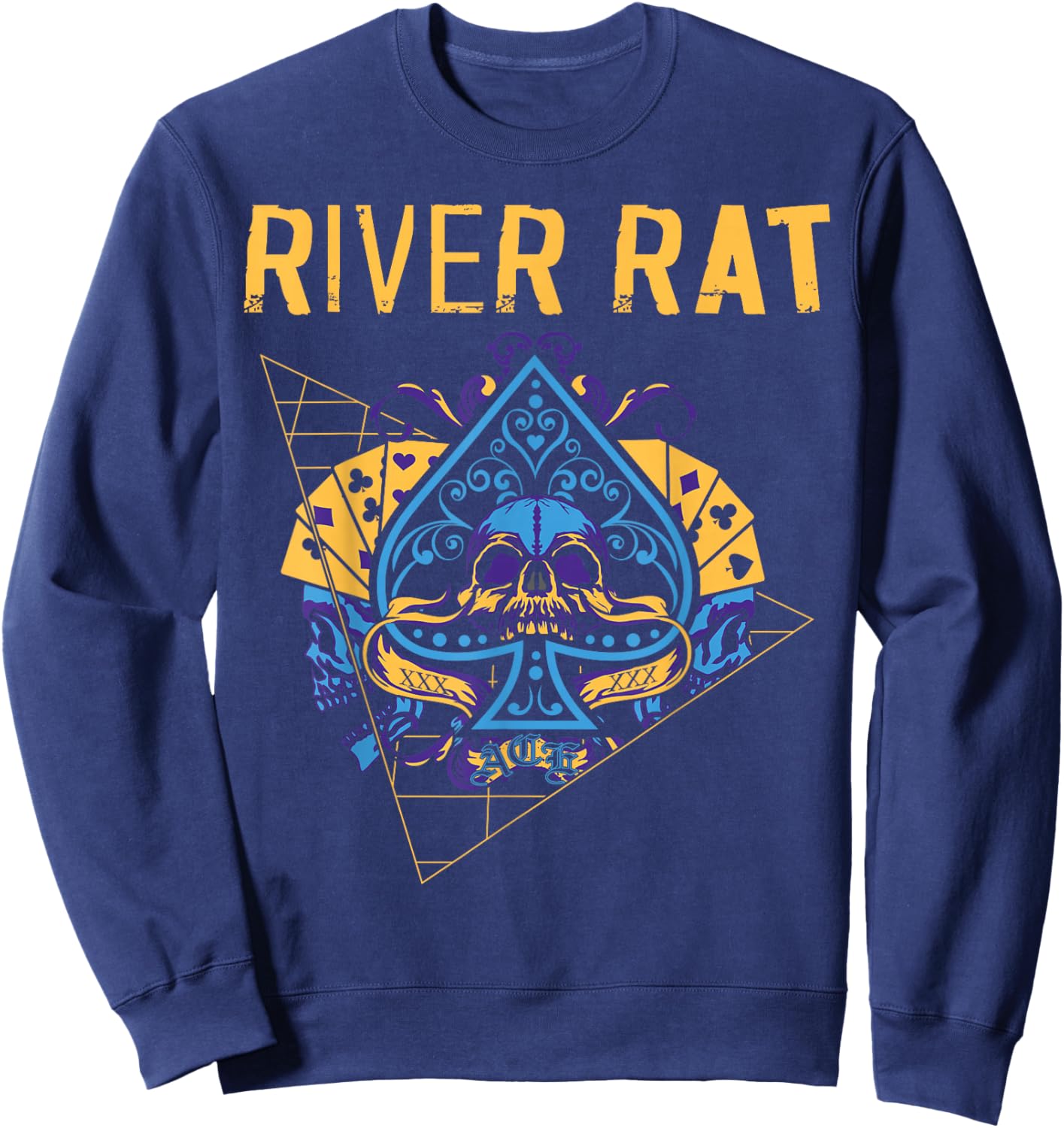 Poker Cards Vintage Spade River Rat Sweatshirt - Sweatshirt | Navy