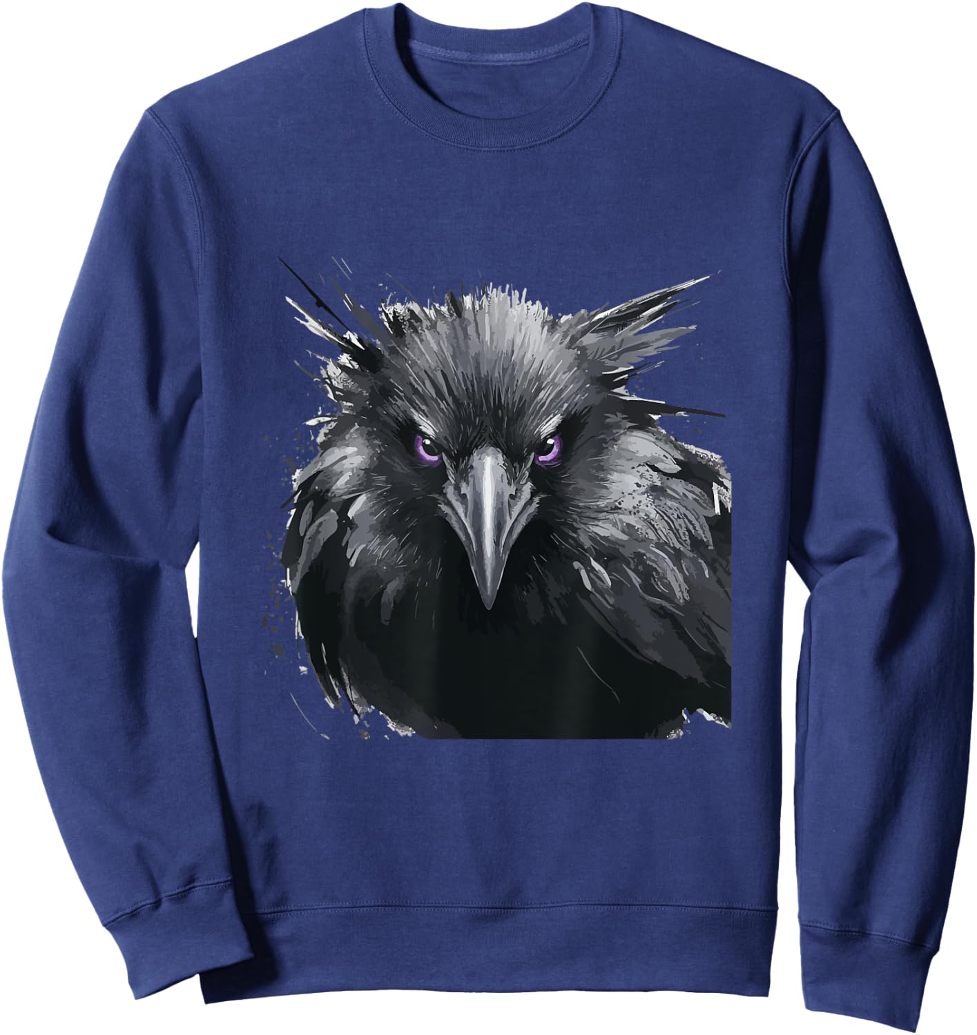 Black Raven Bird Graphic For Gothic Kids Women Men Cute Crow Sweatshirt - Sweatshirt | Navy